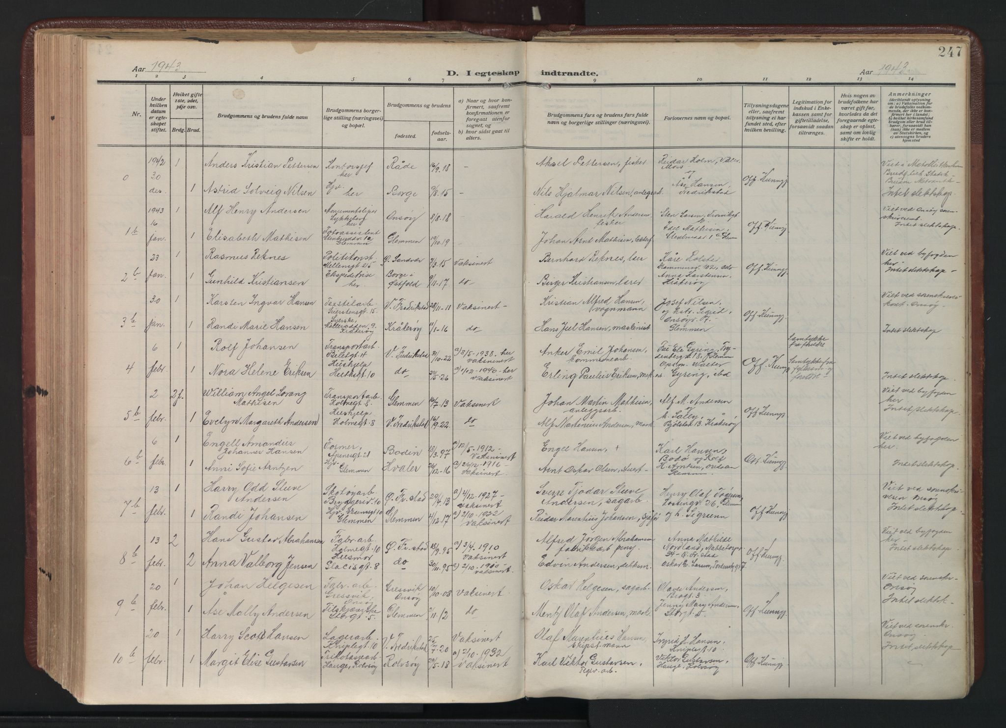 Fredrikstad domkirkes prestekontor Kirkebøker, SAO/A-10906/F/Fa/L0009: Parish register (official) no. I 9, 1908-1946, p. 247
