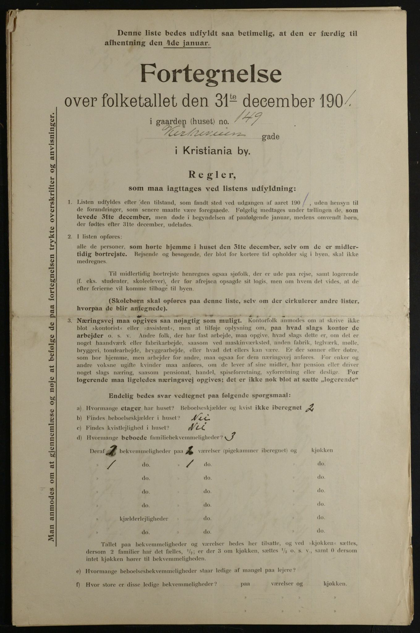 OBA, Municipal Census 1901 for Kristiania, 1901, p. 7913