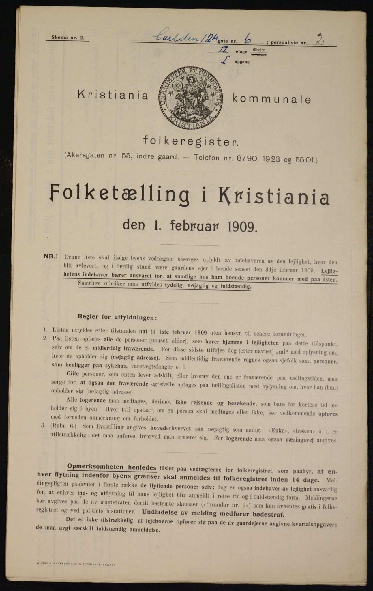 OBA, Municipal Census 1909 for Kristiania, 1909, p. 44107