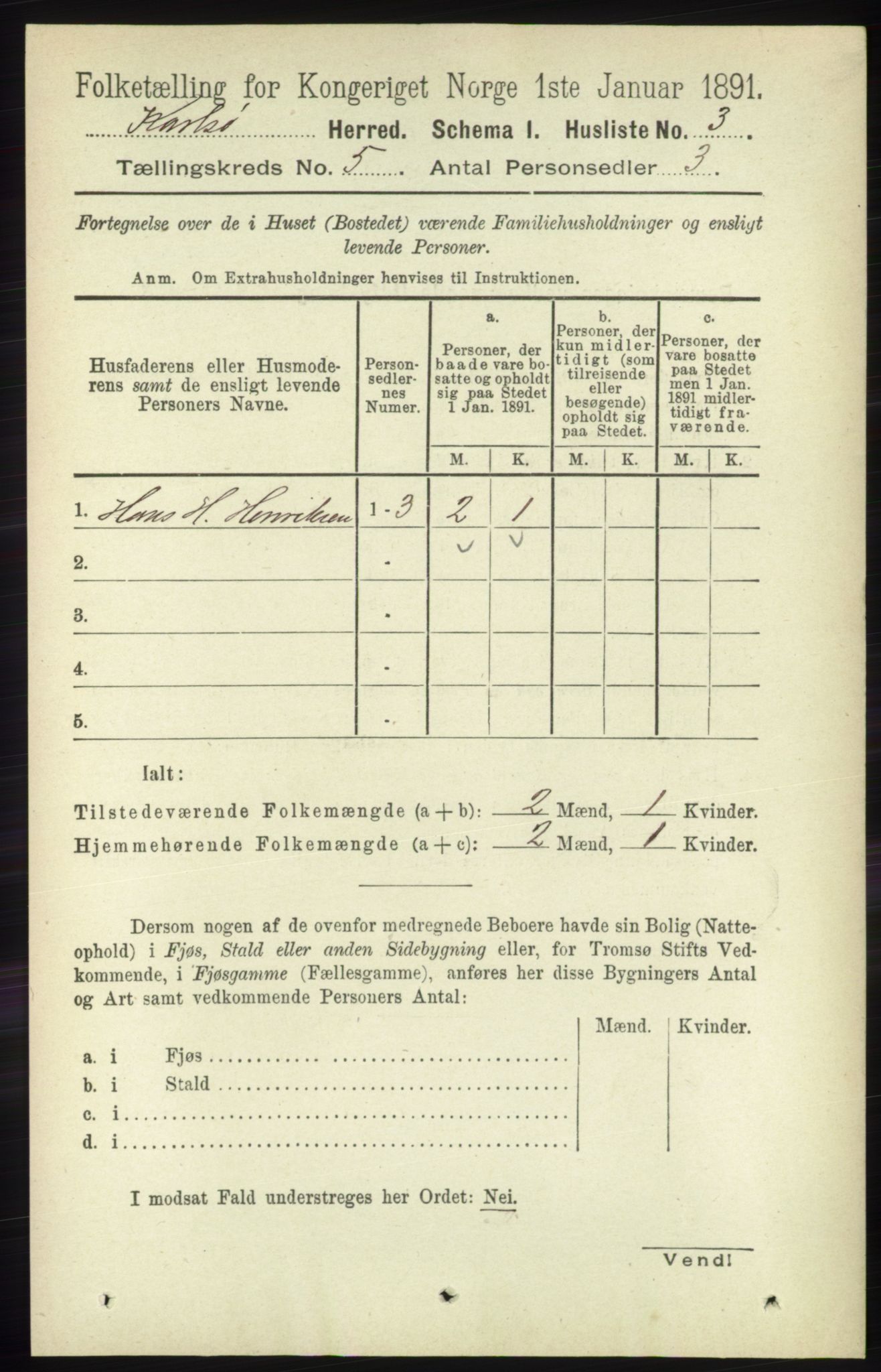 RA, 1891 census for 1936 Karlsøy, 1891, p. 1231