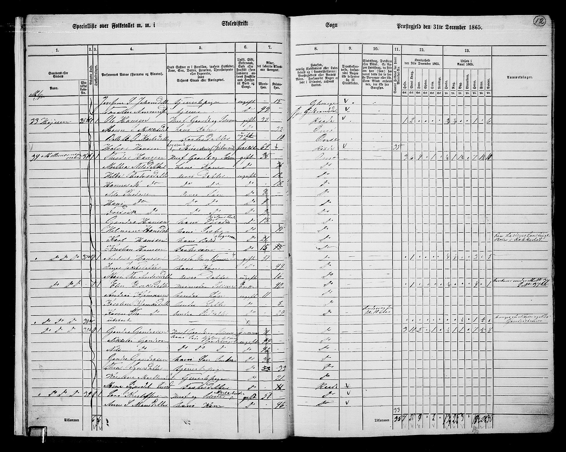 RA, 1865 census for Onsøy, 1865, p. 15