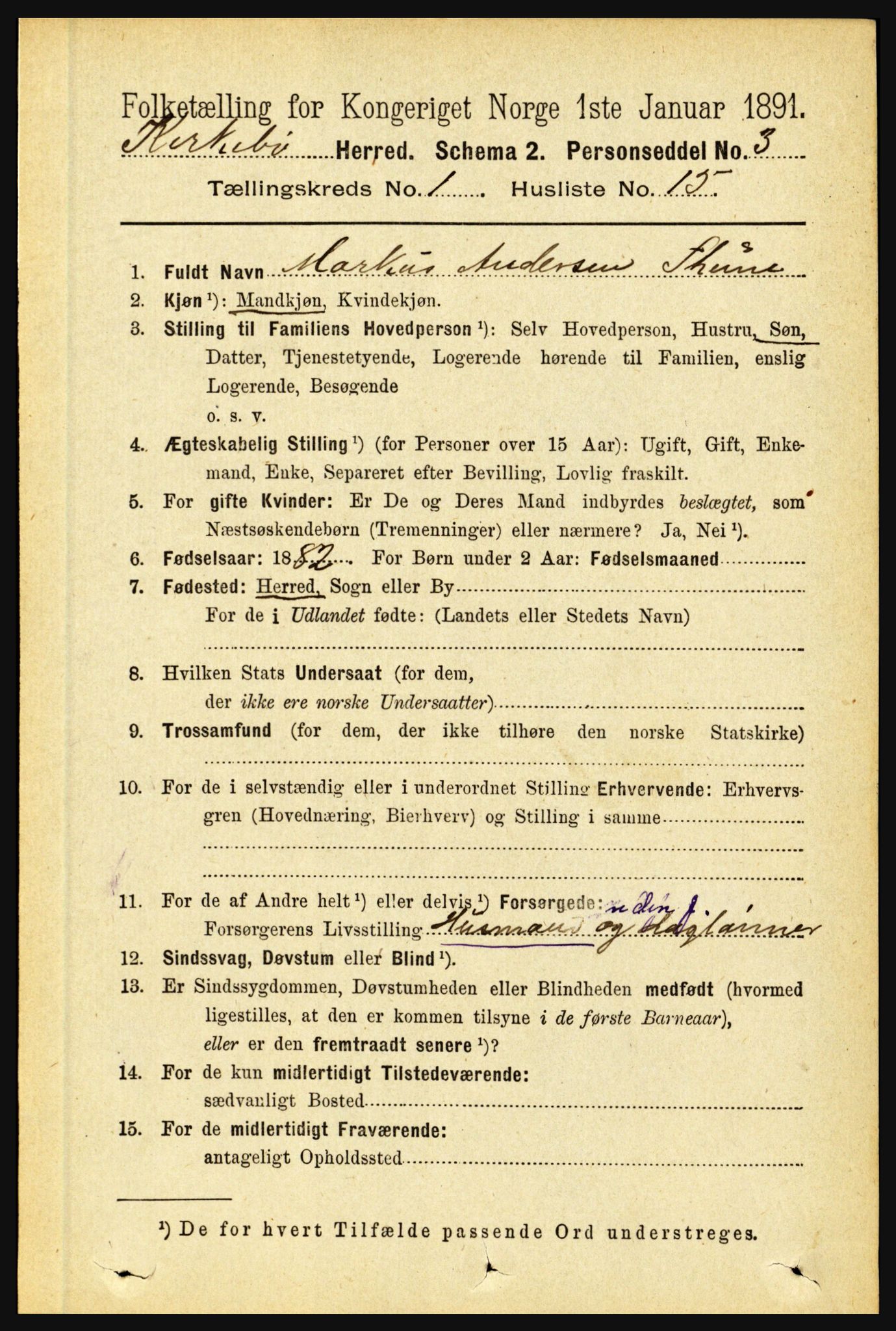 RA, 1891 census for 1416 Kyrkjebø, 1891, p. 156