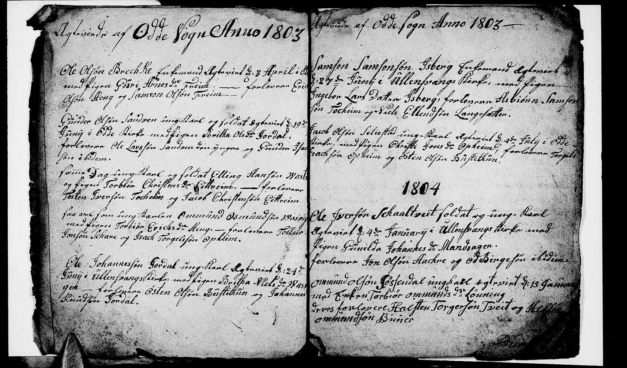 Ullensvang sokneprestembete, SAB/A-78701/H/Hab: Parish register (copy) no. A 2, 1803-1804