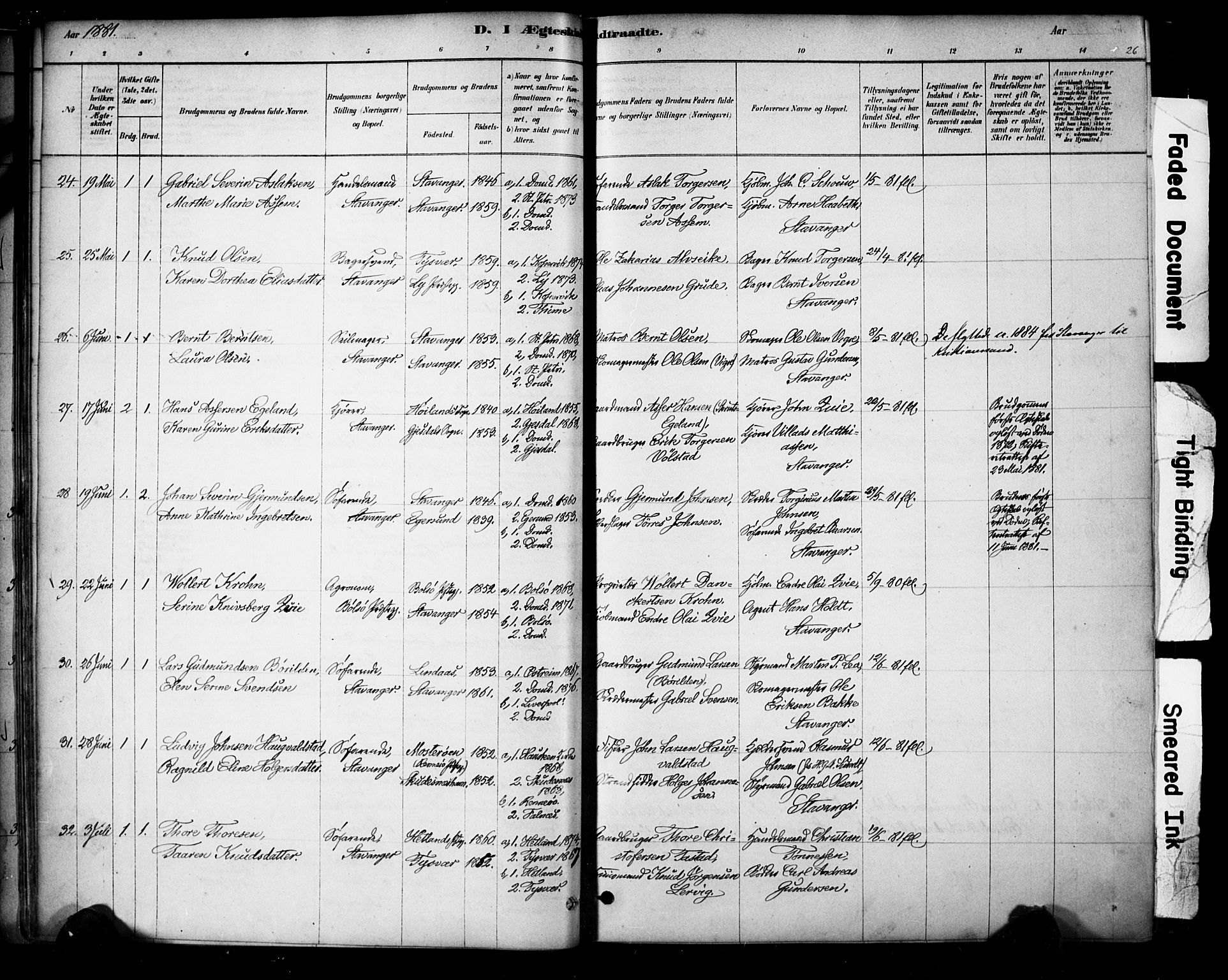 Domkirken sokneprestkontor, AV/SAST-A-101812/001/30/30BA/L0029: Parish register (official) no. A 28, 1878-1904, p. 26