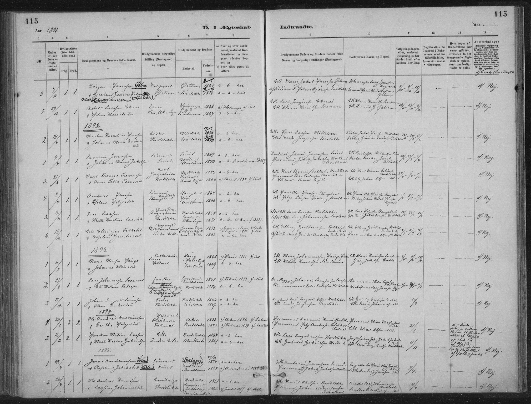 Kopervik sokneprestkontor, SAST/A-101850/H/Ha/Haa/L0002: Parish register (official) no. A 2, 1880-1912, p. 115