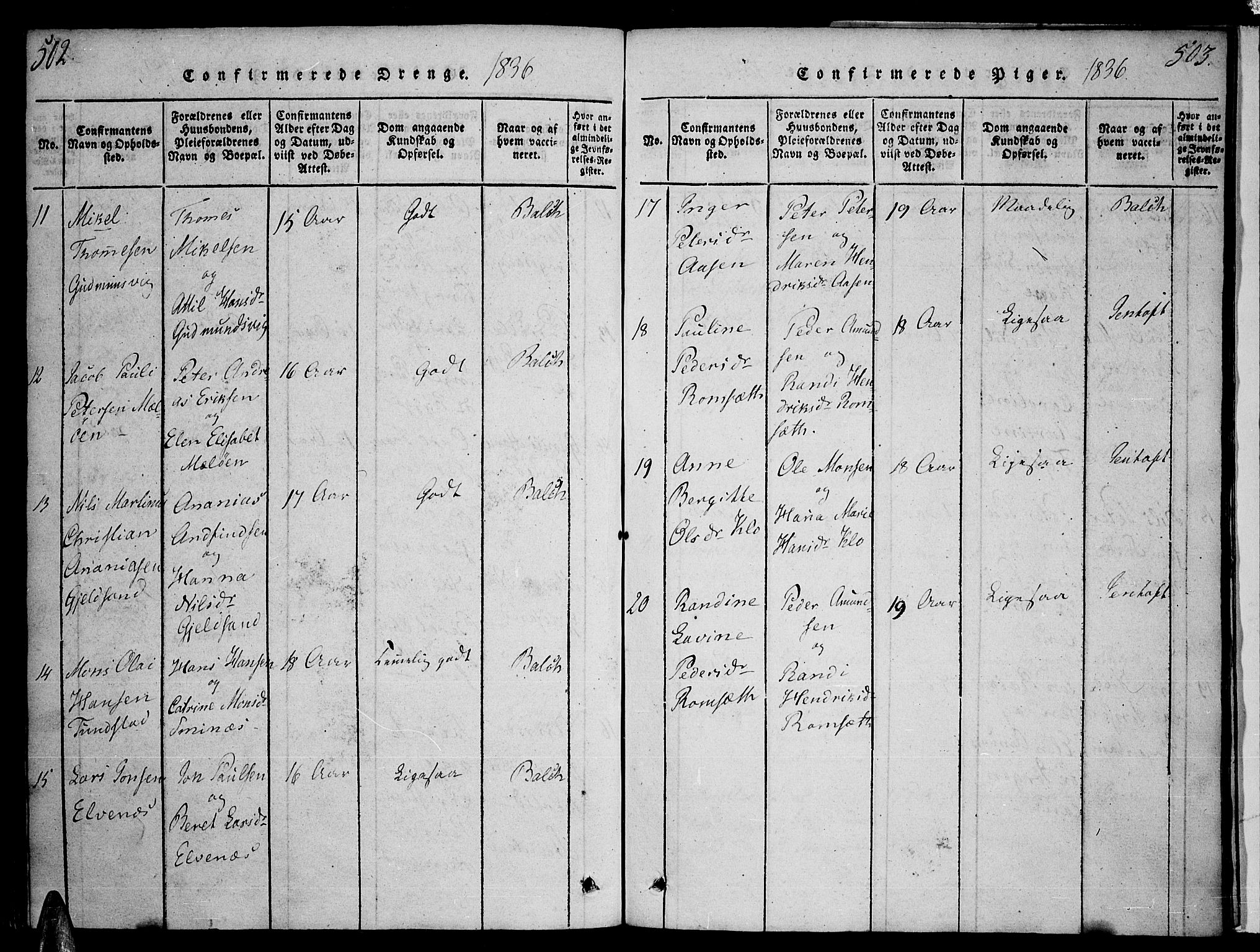 Ministerialprotokoller, klokkerbøker og fødselsregistre - Nordland, AV/SAT-A-1459/893/L1331: Parish register (official) no. 893A04, 1820-1840, p. 502-503