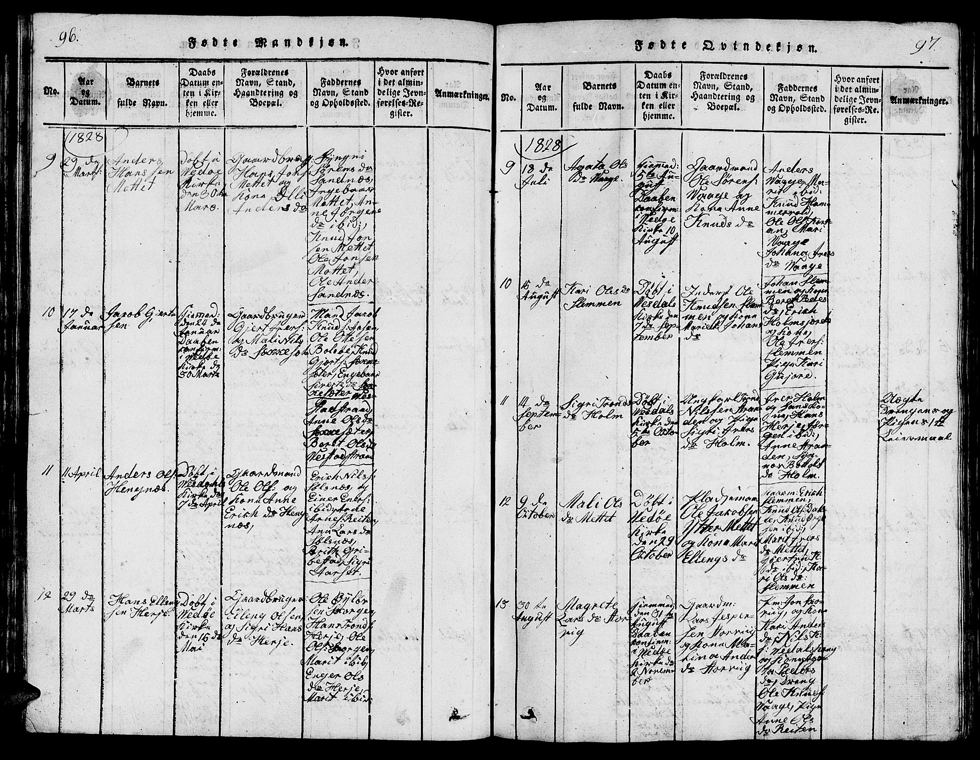 Ministerialprotokoller, klokkerbøker og fødselsregistre - Møre og Romsdal, AV/SAT-A-1454/547/L0610: Parish register (copy) no. 547C01, 1818-1839, p. 96-97