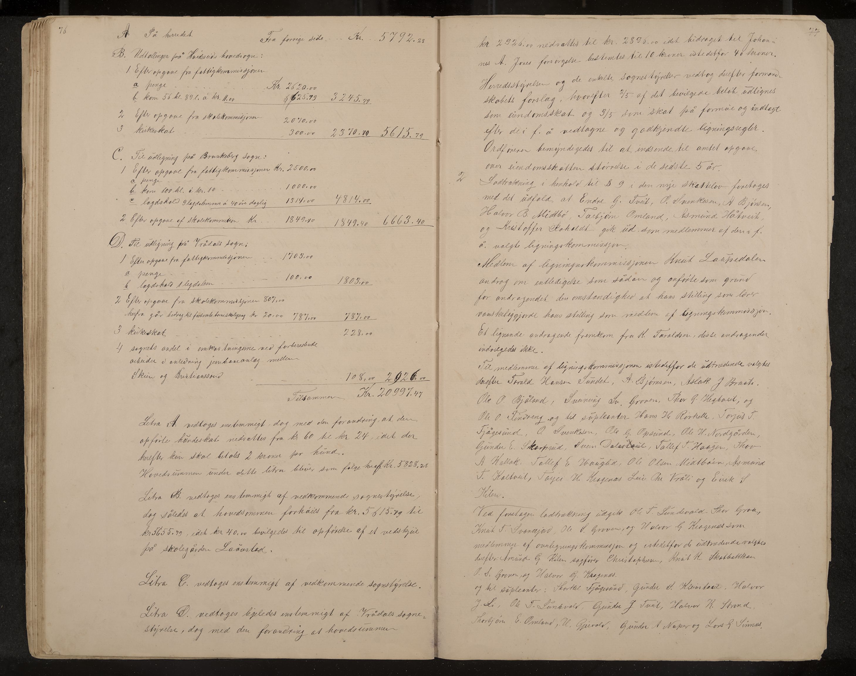 Kviteseid formannskap og sentraladministrasjon, IKAK/0829021/A/Aa/L0041: Utskrift av møtebok, 1882-1884, p. 76-77