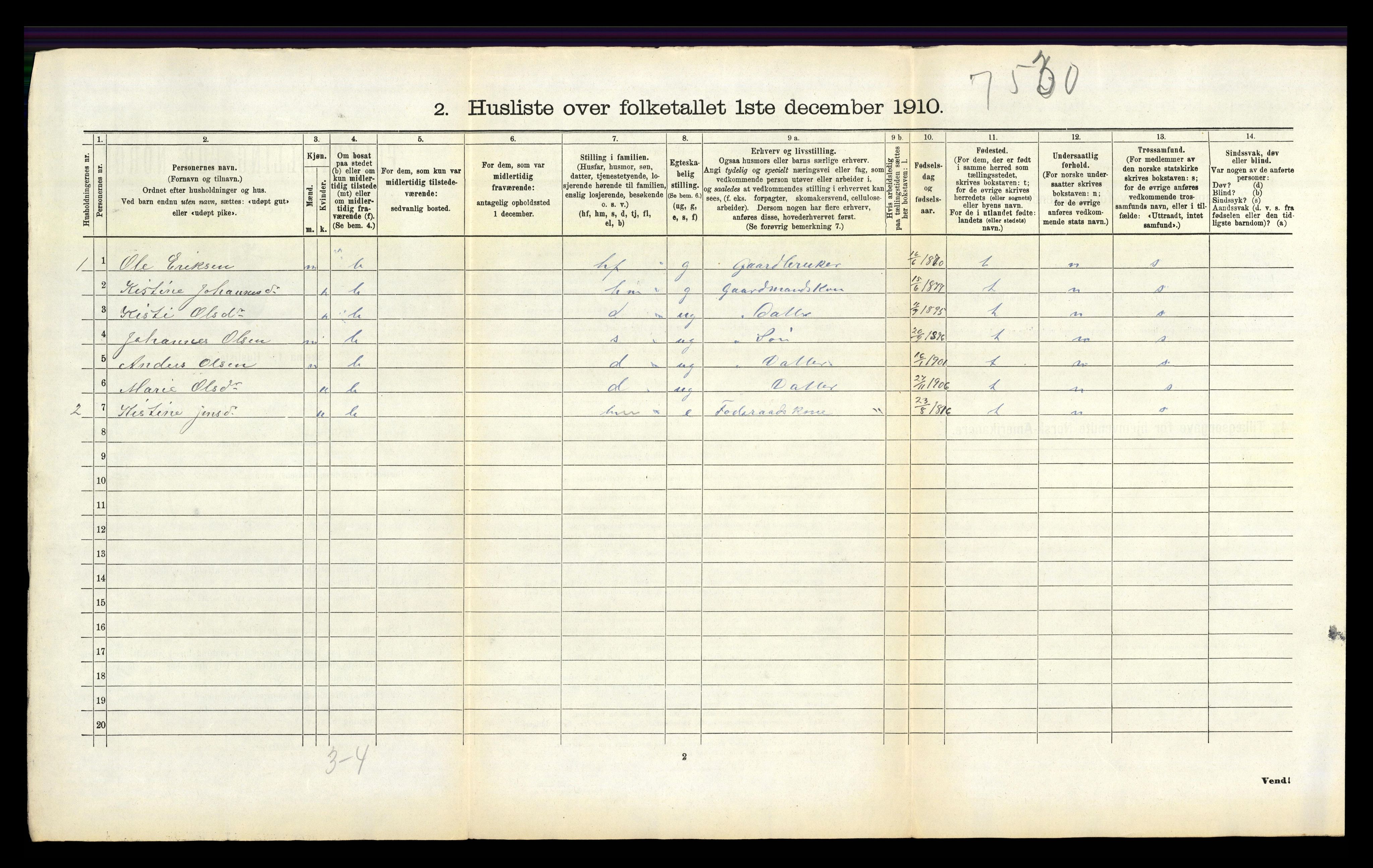 RA, 1910 census for Hafslo, 1910, p. 204