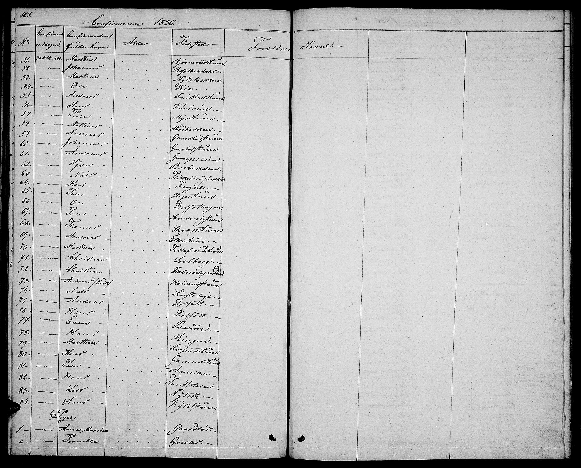 Vestre Toten prestekontor, SAH/PREST-108/H/Ha/Hab/L0001: Parish register (copy) no. 1, 1830-1836, p. 101