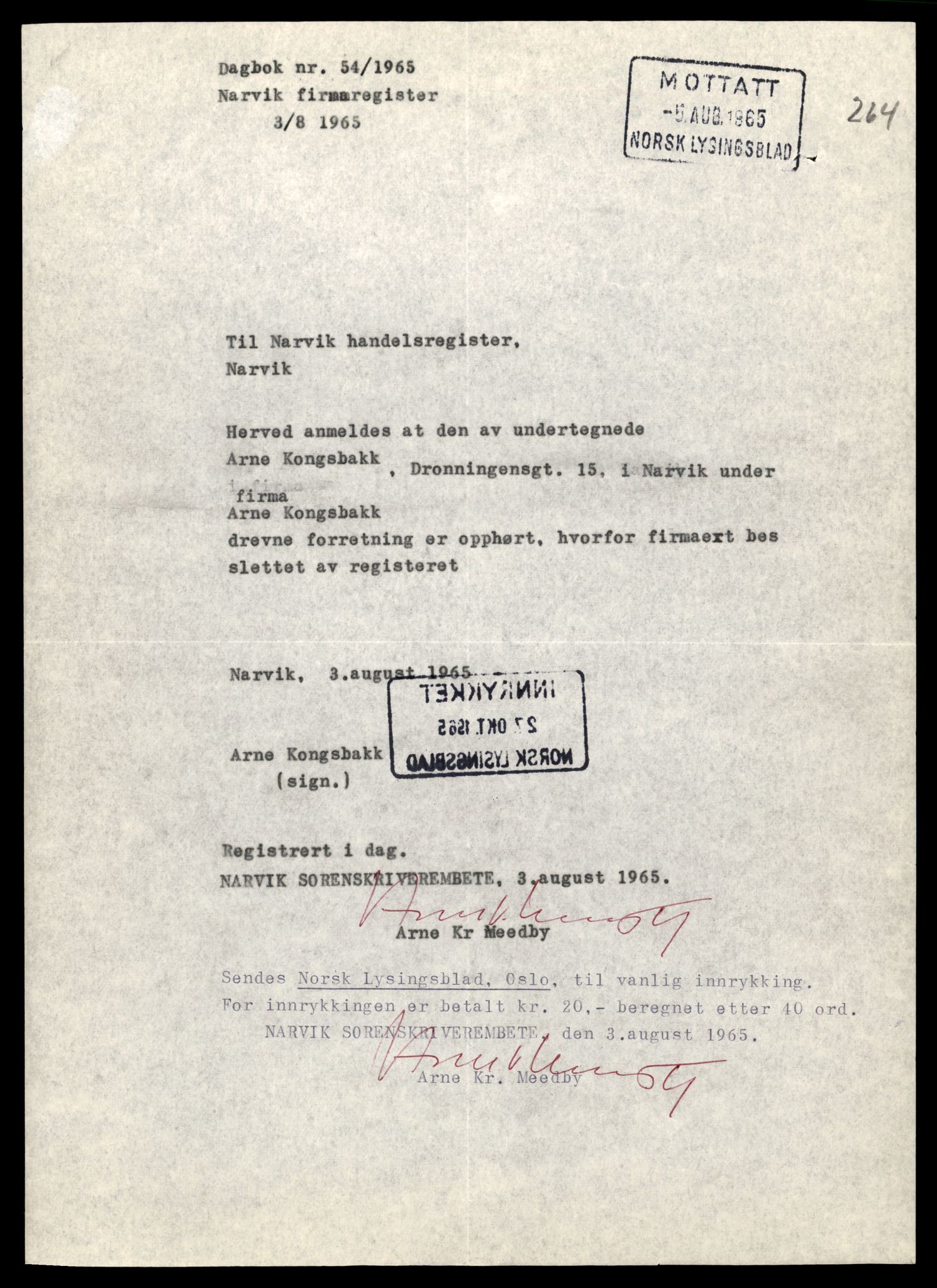 Narvik sorenskriveri, AV/SAT-A-0002/2/J/Jd/Jdb/L0002: Enkeltmannsforetak, 1965-1967, p. 3