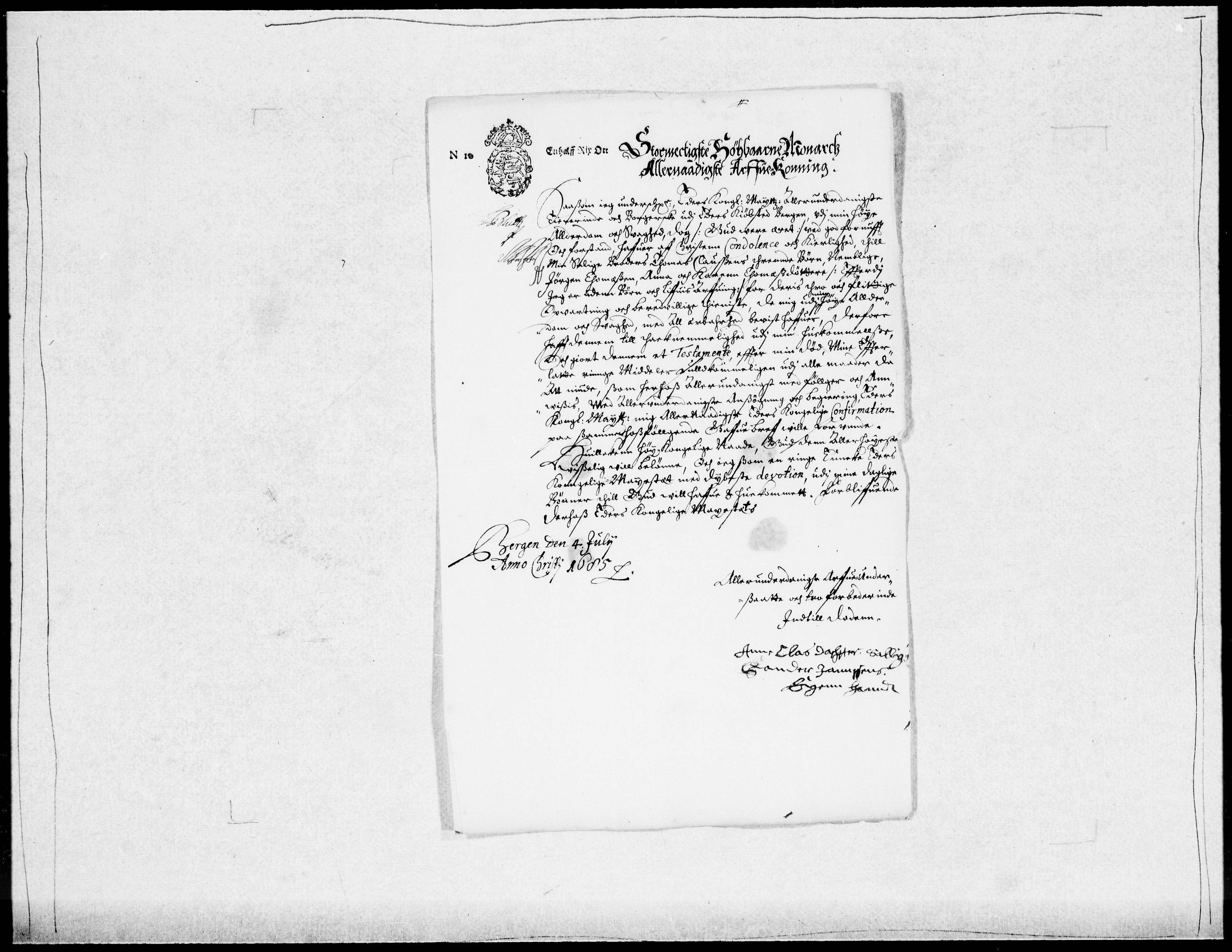 Danske Kanselli 1572-1799, AV/RA-EA-3023/F/Fc/Fcc/Fcca/L0038: Norske innlegg 1572-1799, 1685, p. 397