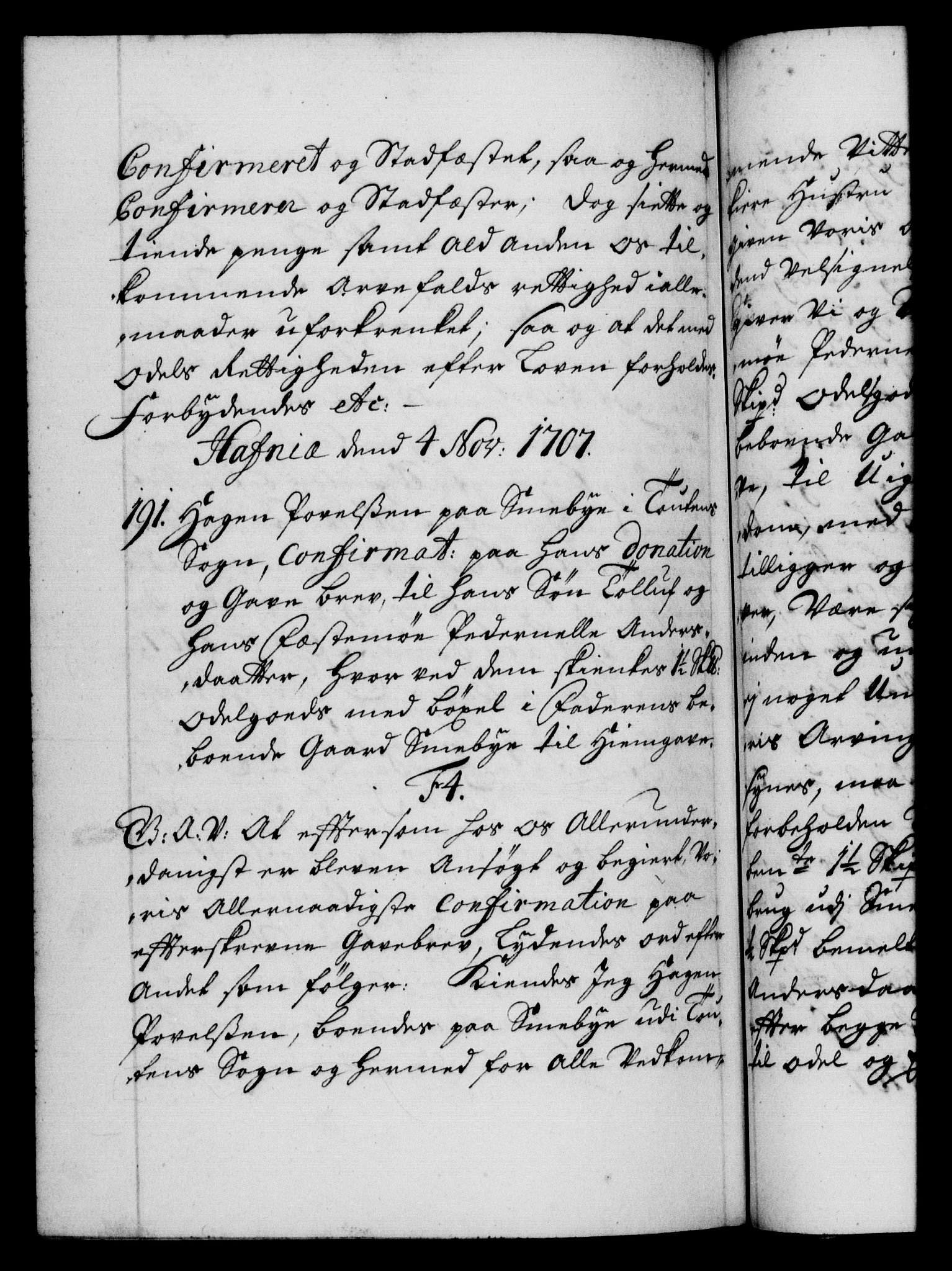 Danske Kanselli 1572-1799, AV/RA-EA-3023/F/Fc/Fca/Fcaa/L0019: Norske registre, 1704-1707, p. 608b