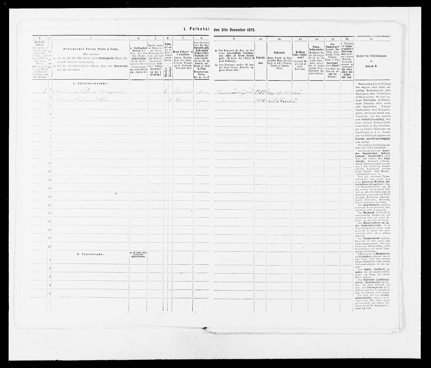 SAB, 1875 census for 1418P Balestrand, 1875, p. 607