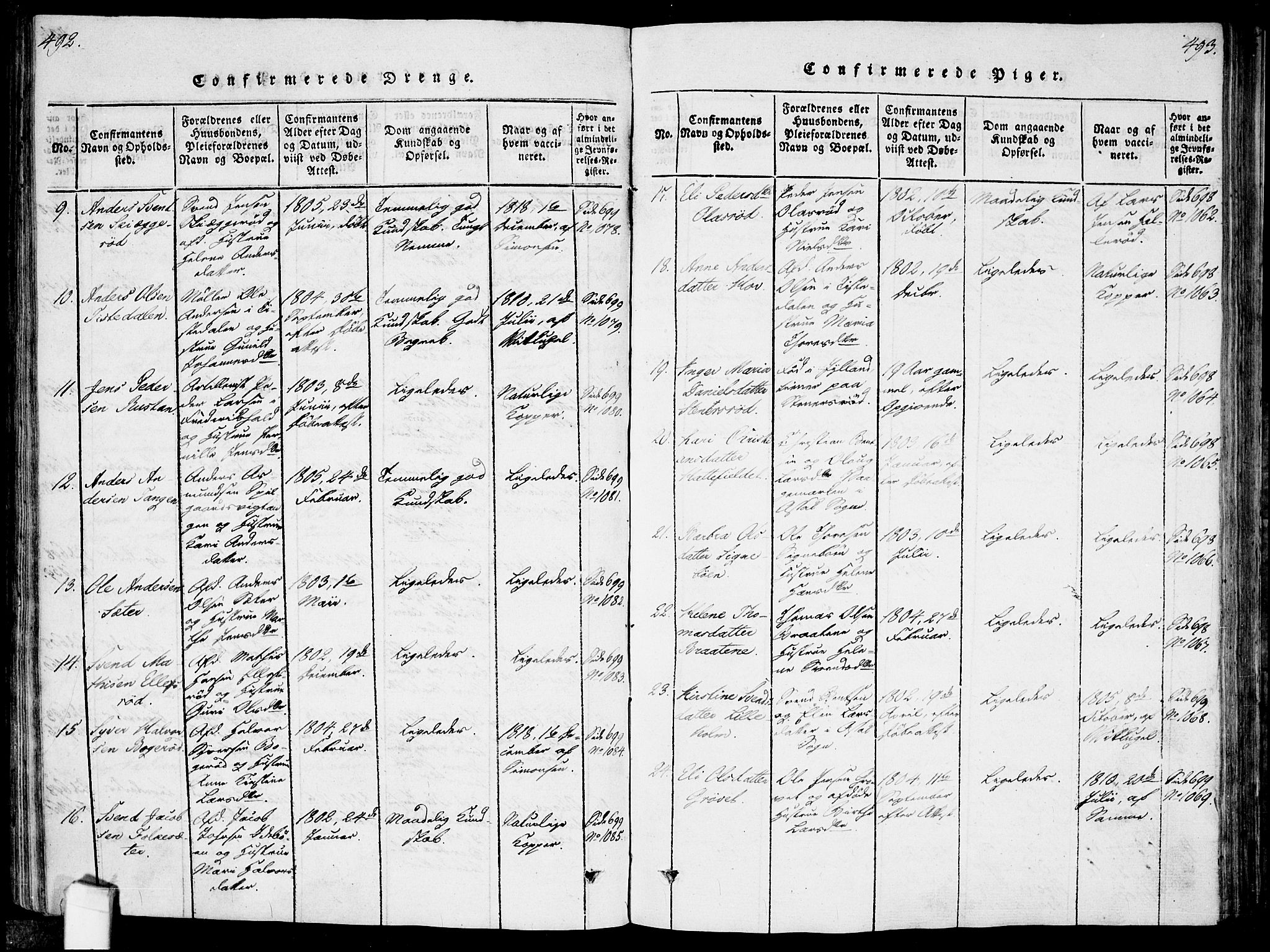 Idd prestekontor Kirkebøker, AV/SAO-A-10911/F/Fc/L0002: Parish register (official) no. III 2, 1815-1831, p. 492-493