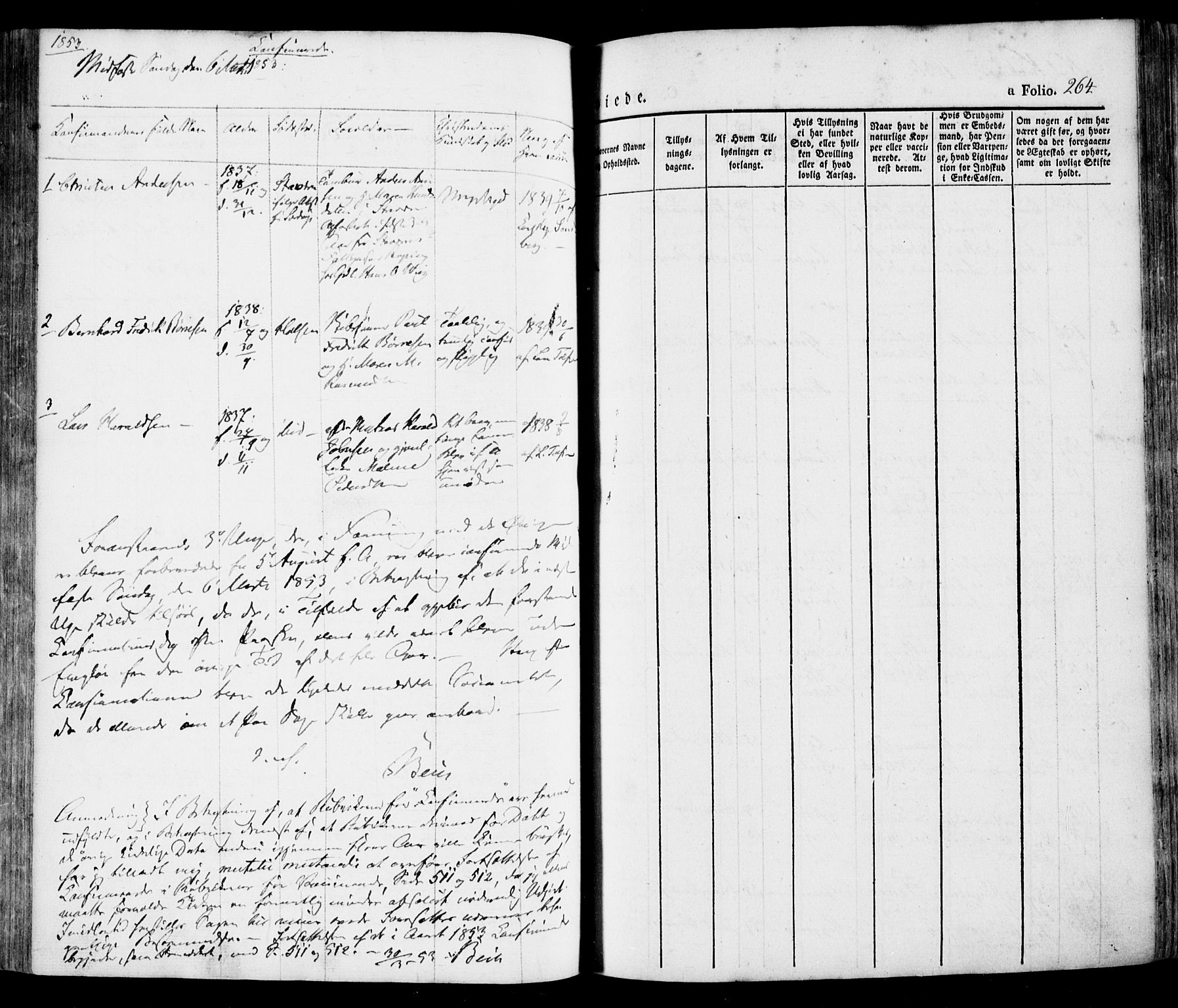 Tjølling kirkebøker, SAKO/A-60/F/Fa/L0006: Parish register (official) no. 6, 1835-1859, p. 264