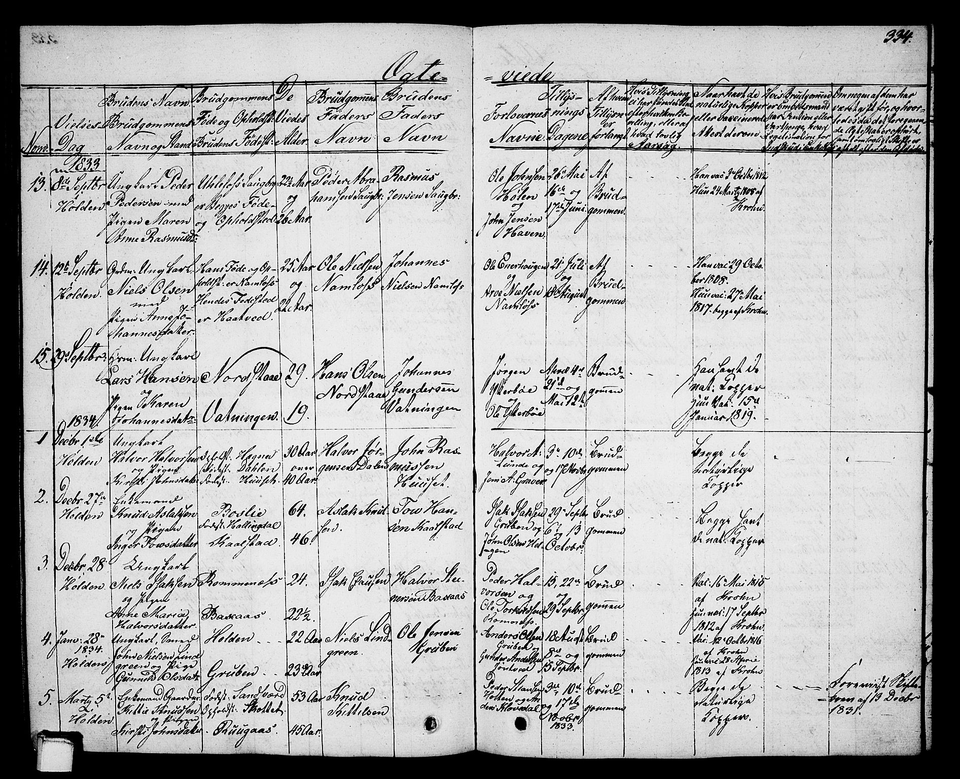 Holla kirkebøker, AV/SAKO-A-272/G/Ga/L0002: Parish register (copy) no. I 2, 1830-1848, p. 334