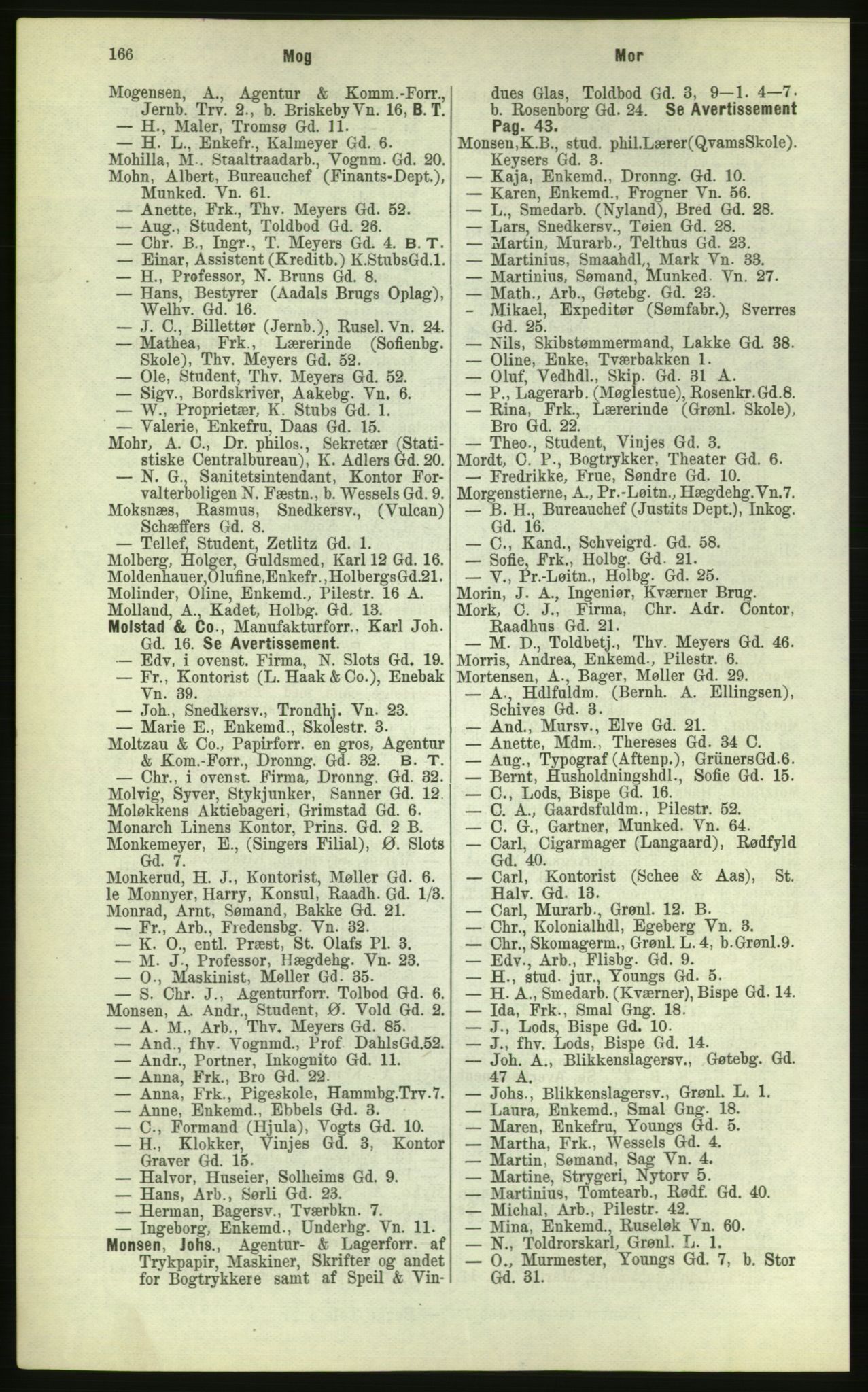 Kristiania/Oslo adressebok, PUBL/-, 1884, p. 166