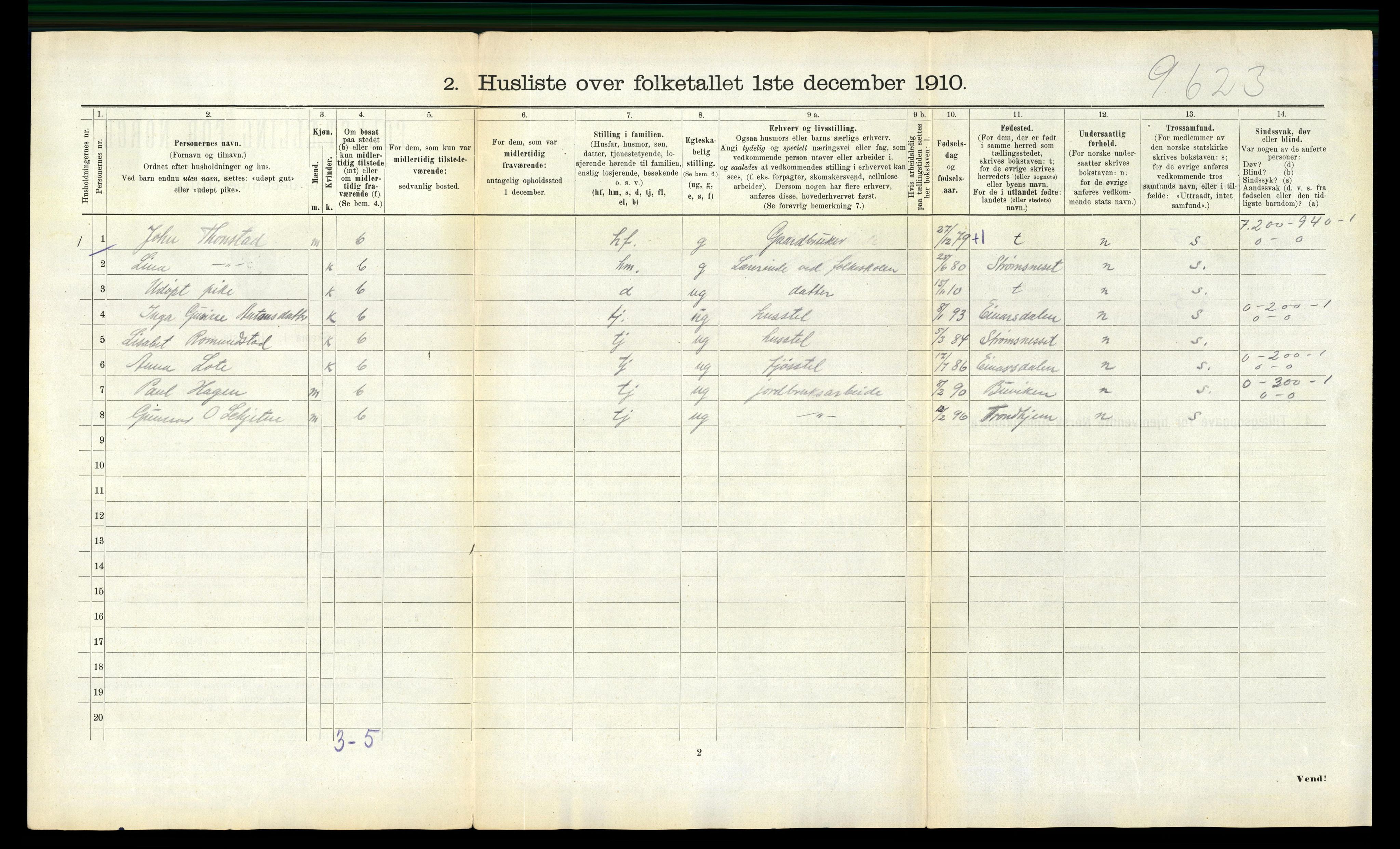 RA, 1910 census for Tiller, 1910, p. 165