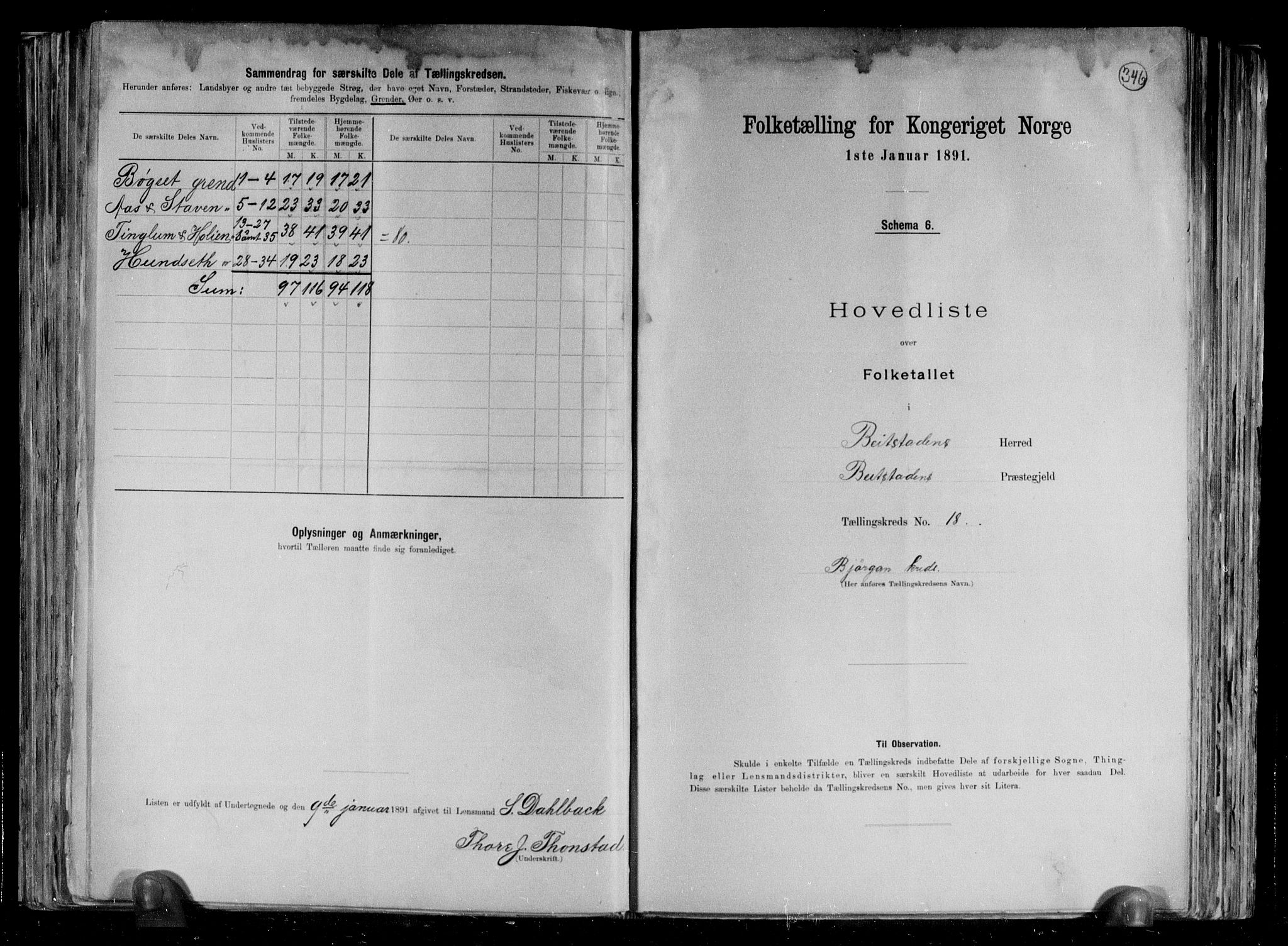 RA, 1891 census for 1727 Beitstad, 1891, p. 43