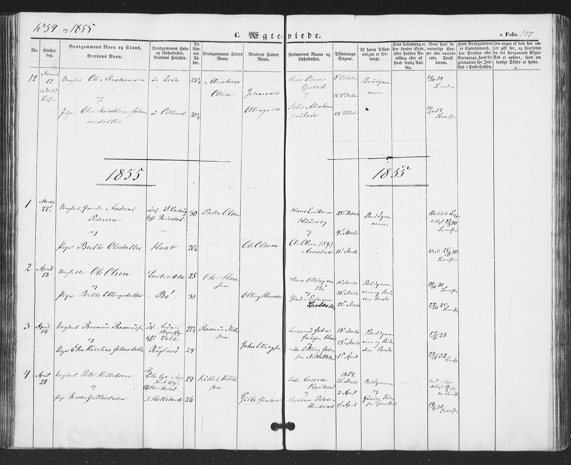 Hå sokneprestkontor, AV/SAST-A-101801/001/30BA/L0007: Parish register (official) no. A 6, 1842-1855, p. 127