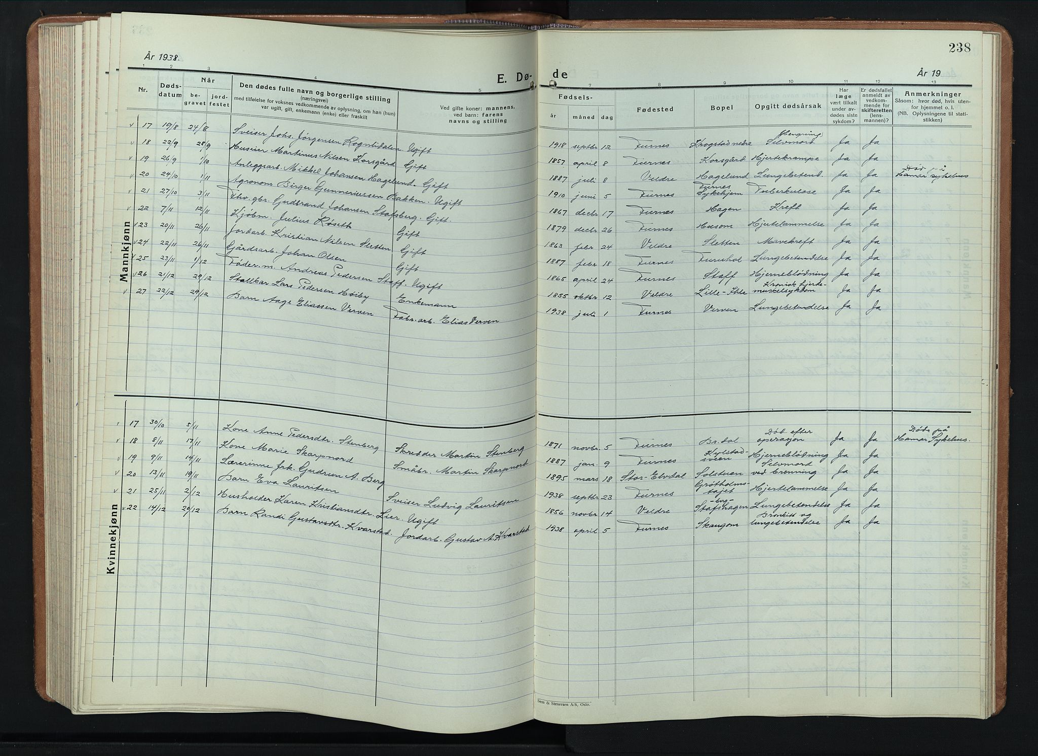 Furnes prestekontor, AV/SAH-PREST-012/L/La/L0002: Parish register (copy) no. 2, 1934-1956, p. 238