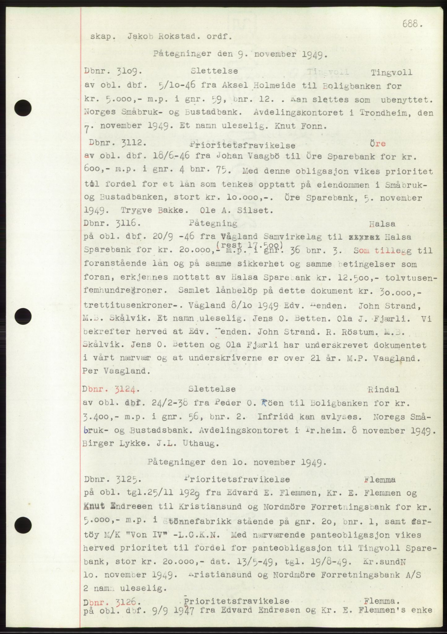 Nordmøre sorenskriveri, SAT/A-4132/1/2/2Ca: Mortgage book no. C82b, 1946-1951, Diary no: : 3109/1949