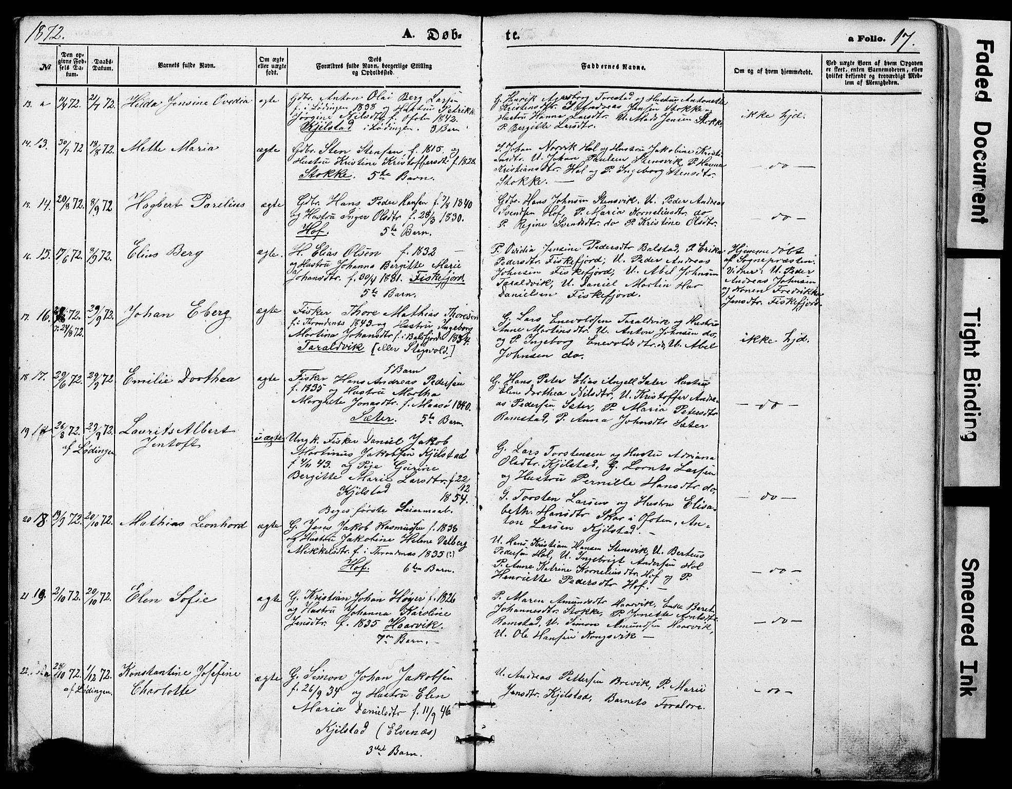 Ministerialprotokoller, klokkerbøker og fødselsregistre - Nordland, AV/SAT-A-1459/865/L0930: Parish register (copy) no. 865C02, 1866-1884, p. 17