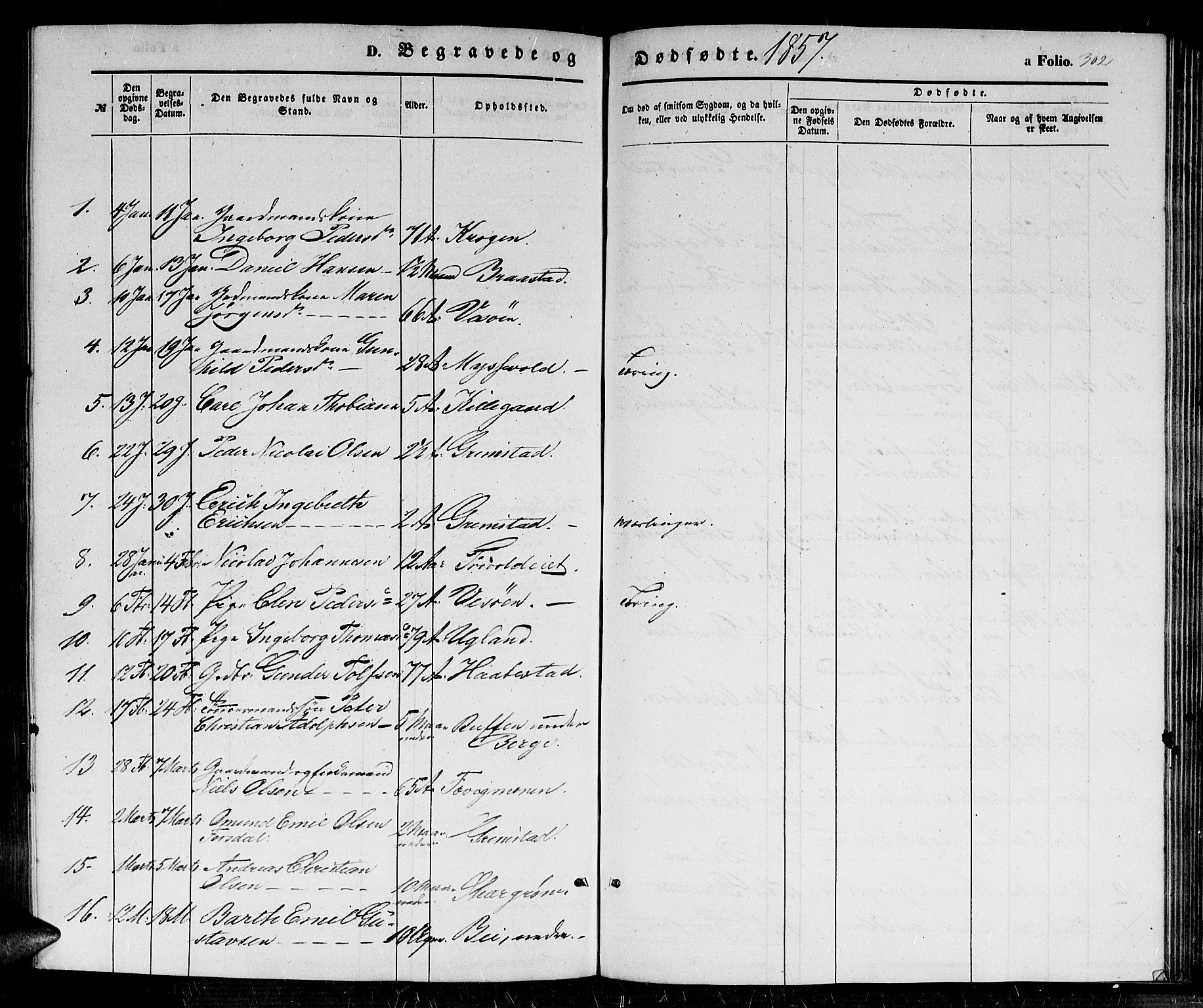 Fjære sokneprestkontor, SAK/1111-0011/F/Fb/L0008: Parish register (copy) no. B 8, 1854-1867, p. 302
