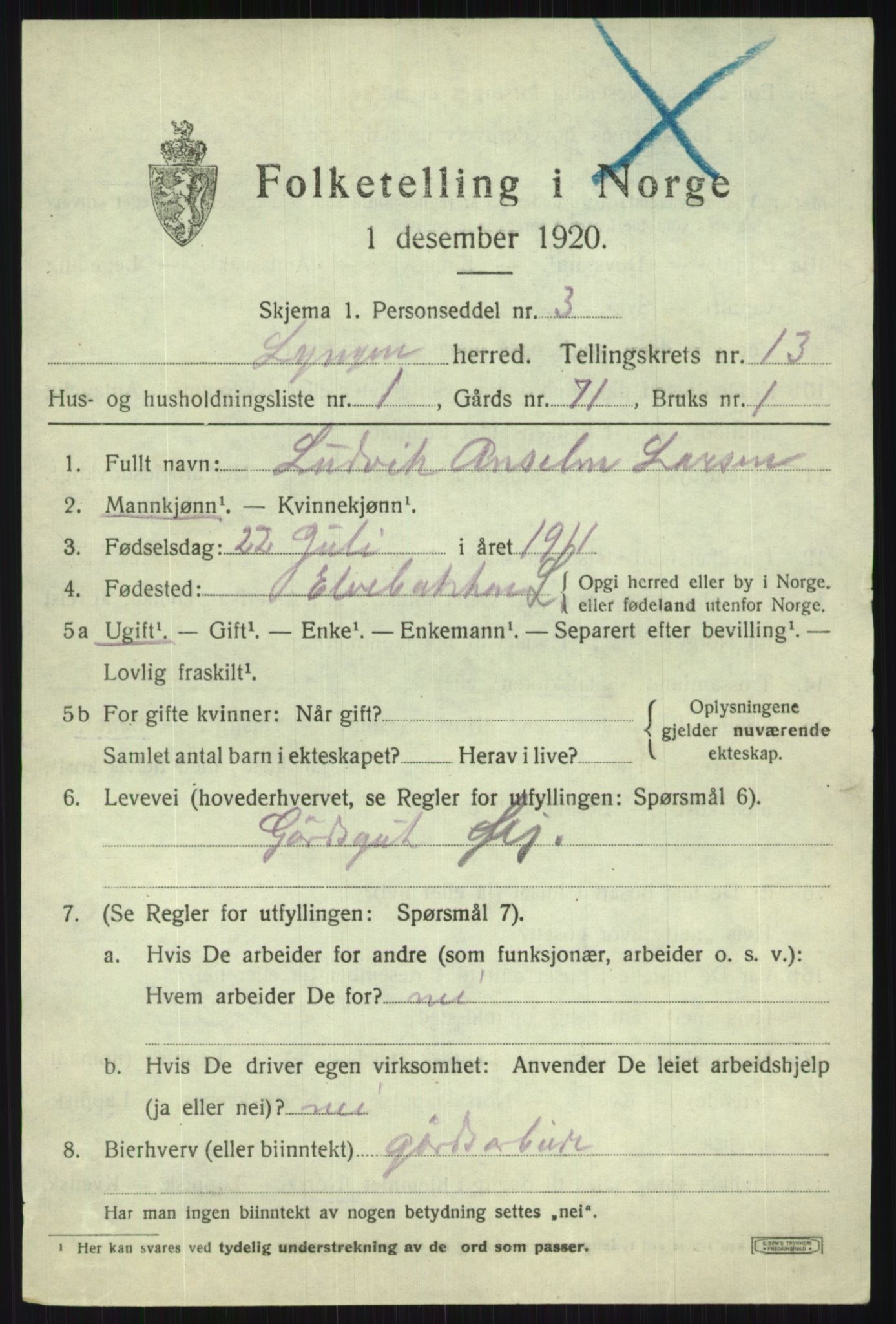 SATØ, 1920 census for Lyngen, 1920, p. 10059