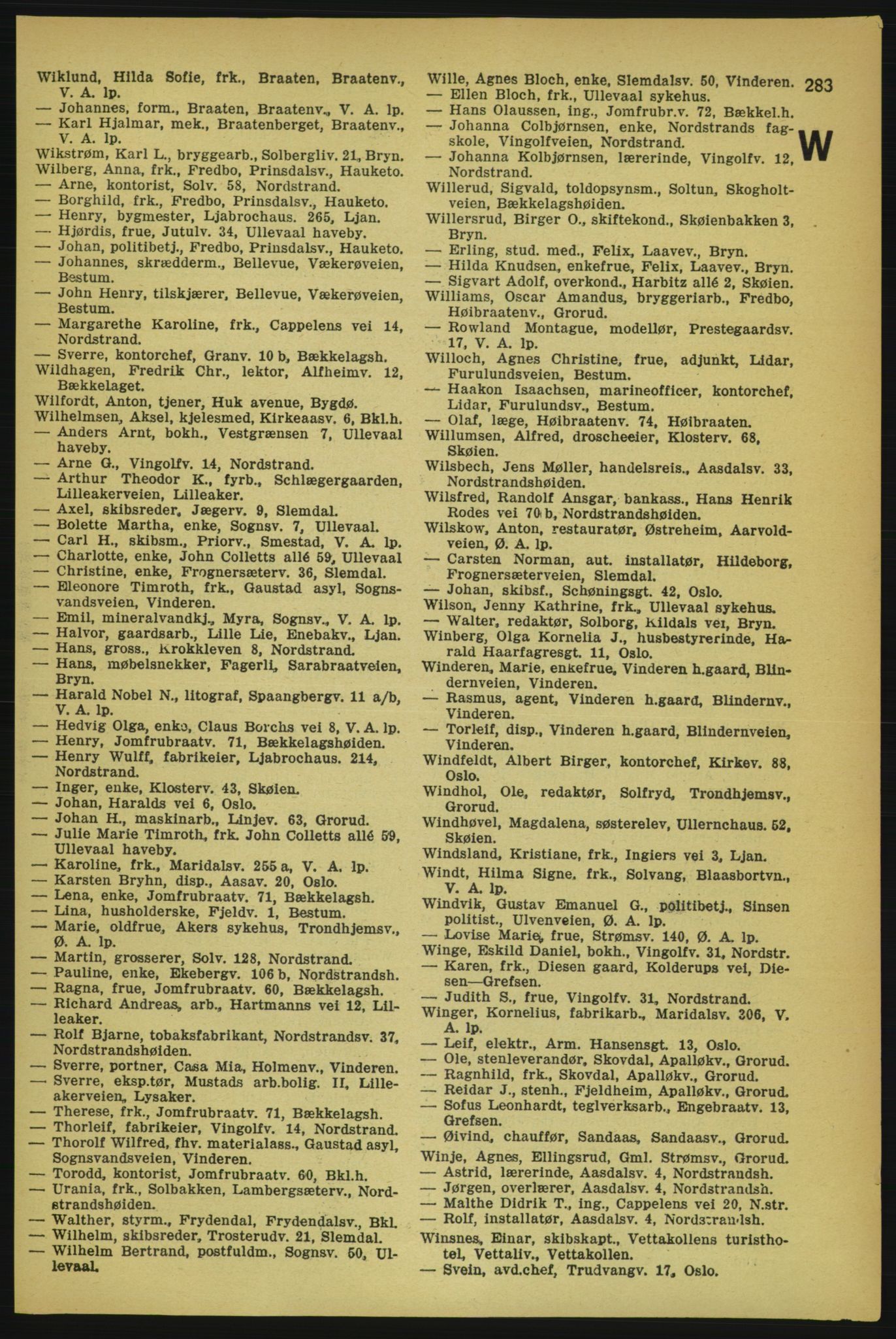 Aker adressebok/adressekalender, PUBL/001/A/004: Aker adressebok, 1929, p. 283