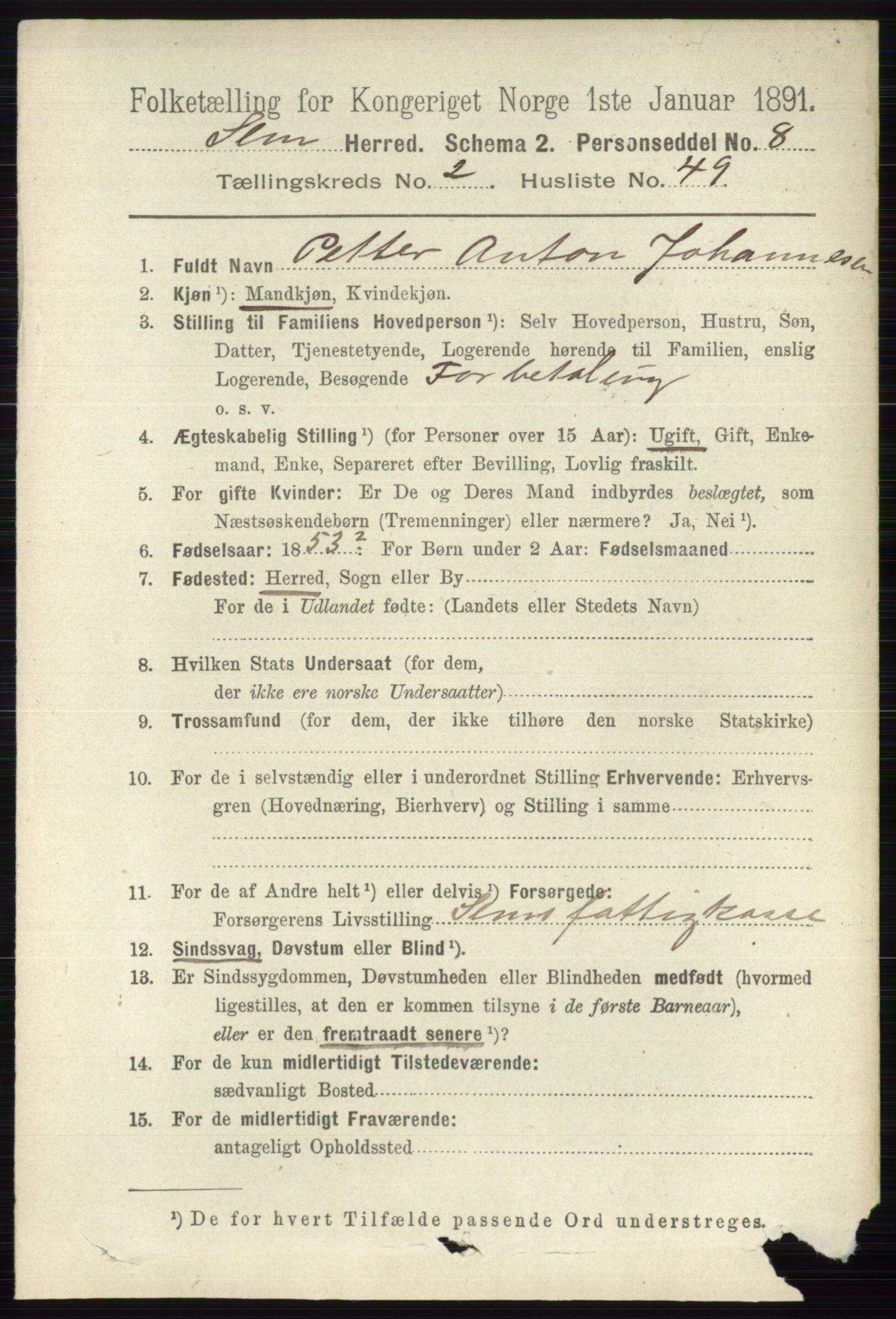 RA, 1891 census for 0721 Sem, 1891, p. 934