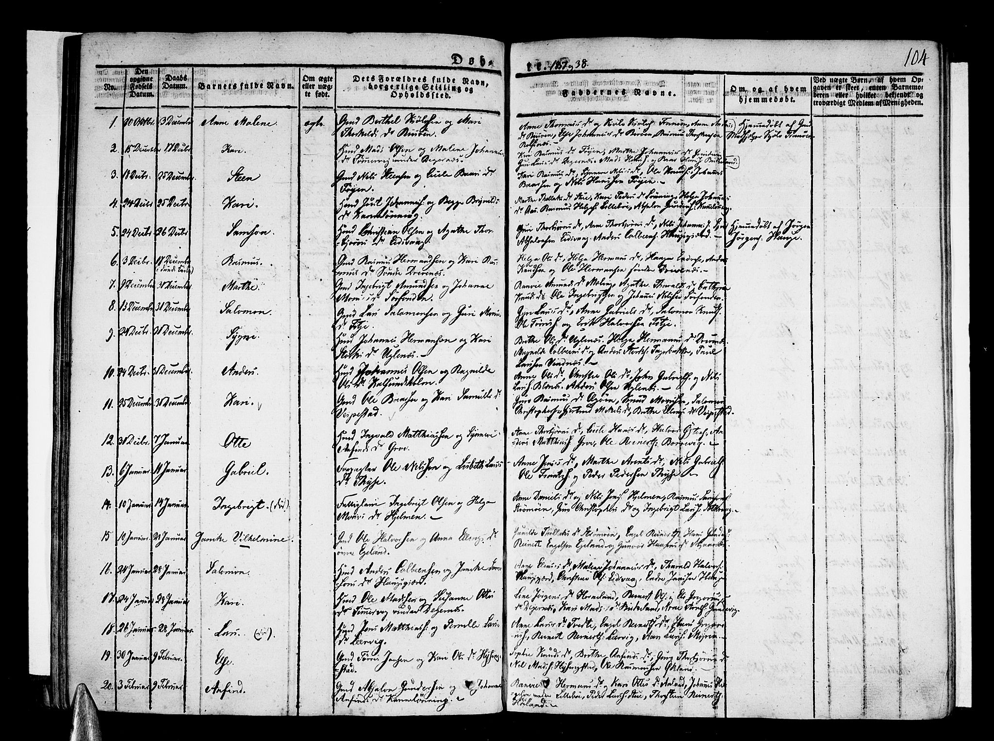Stord sokneprestembete, SAB/A-78201/H/Haa: Parish register (official) no. A 6, 1826-1840, p. 104