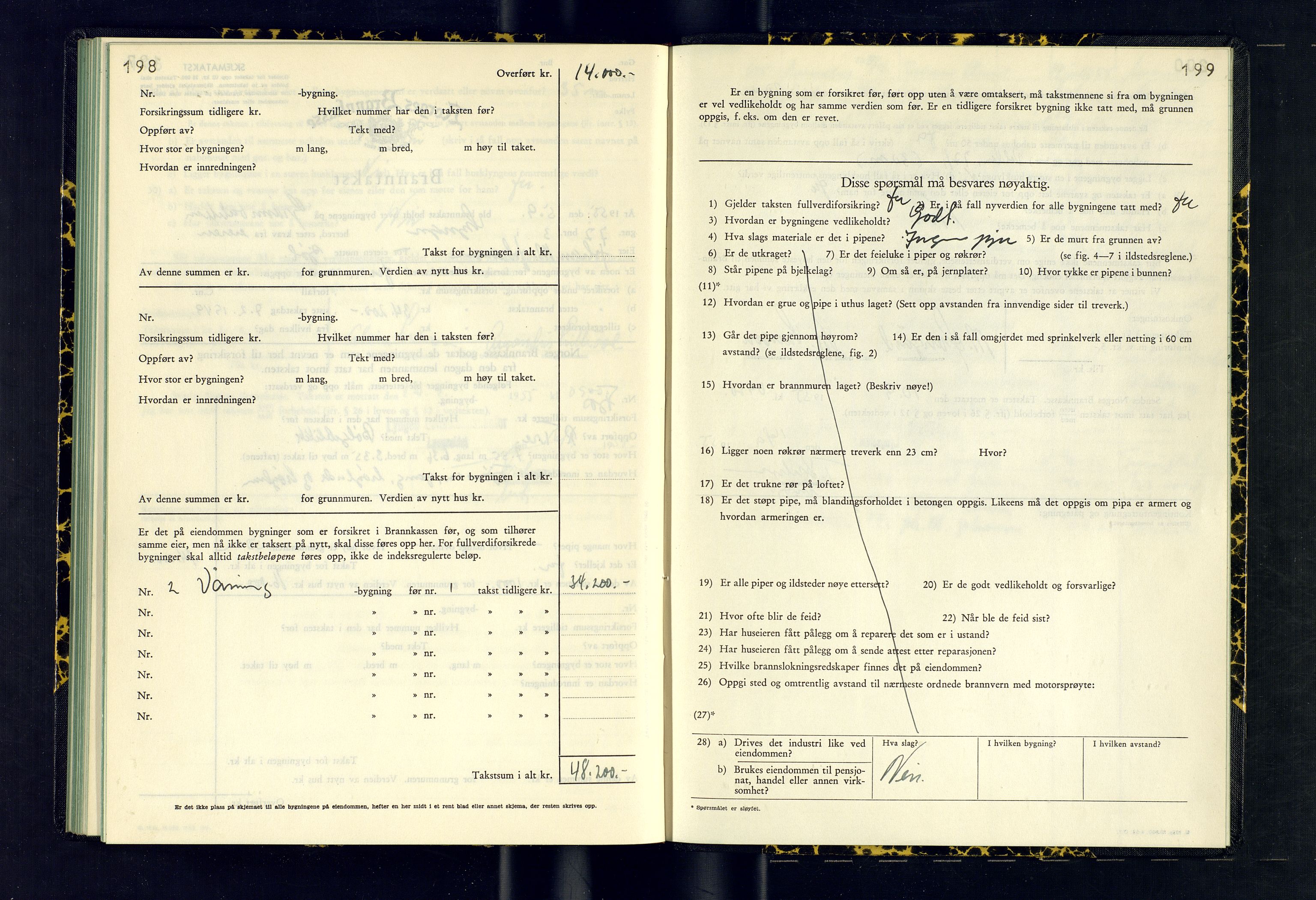 Lyngen lensmannskontor, SATØ/SATO-99/F/Fm/Fmb/L0143: Branntakstprotokoller, 1954-1955, p. 198-199