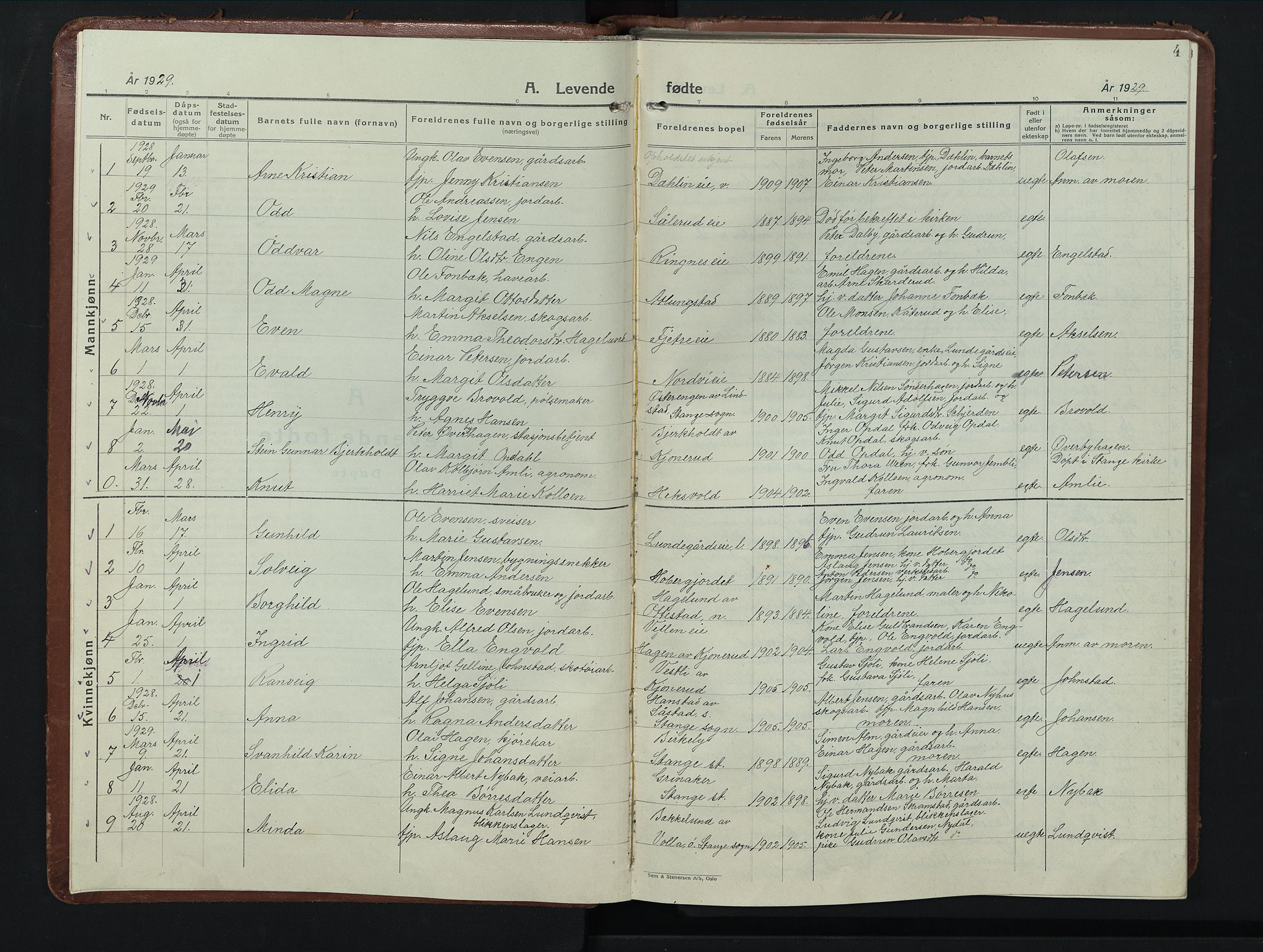 Stange prestekontor, SAH/PREST-002/L/L0019: Parish register (copy) no. 19, 1929-1947, p. 4
