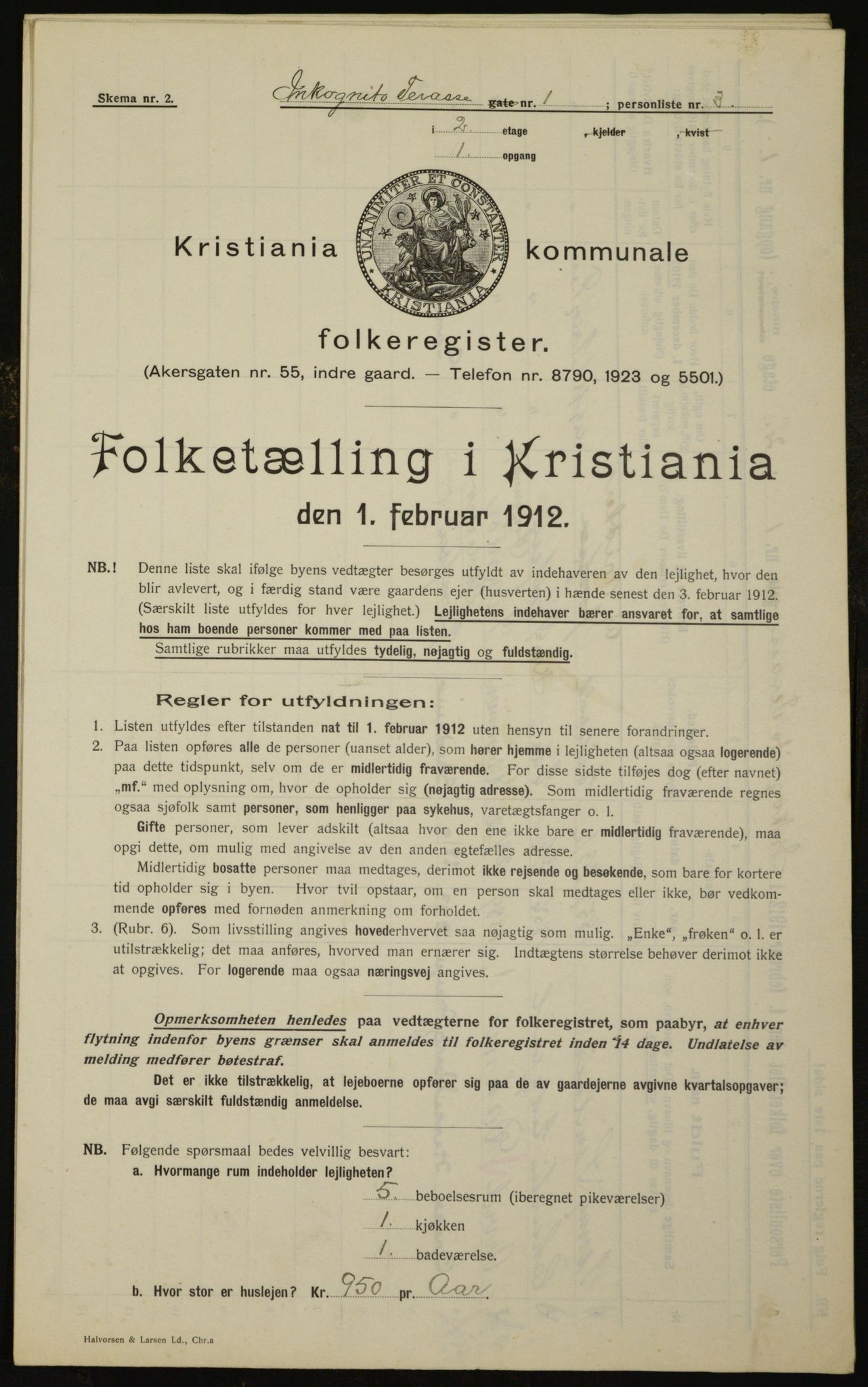 OBA, Municipal Census 1912 for Kristiania, 1912, p. 44725