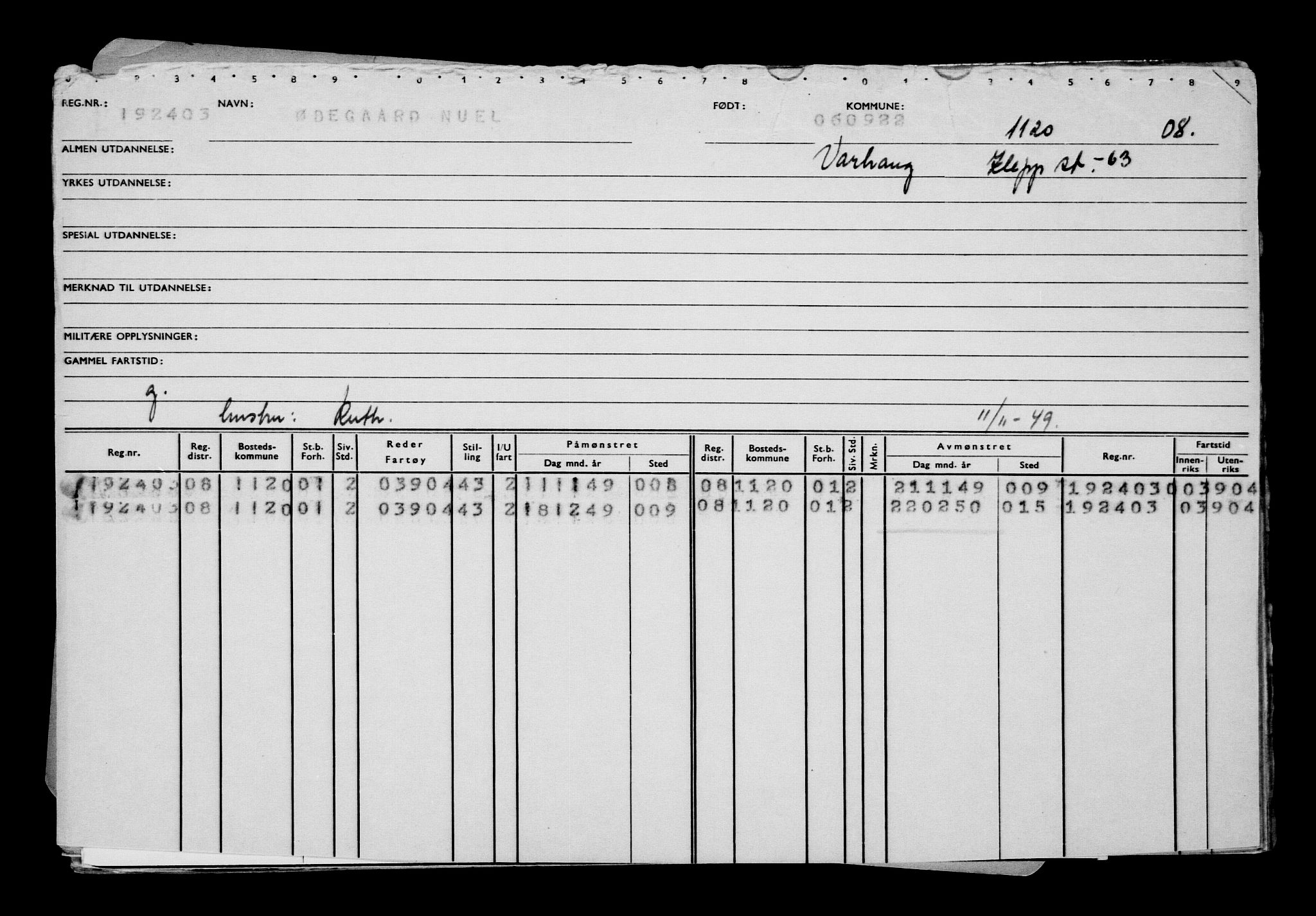 Direktoratet for sjømenn, AV/RA-S-3545/G/Gb/L0210: Hovedkort, 1922, p. 434