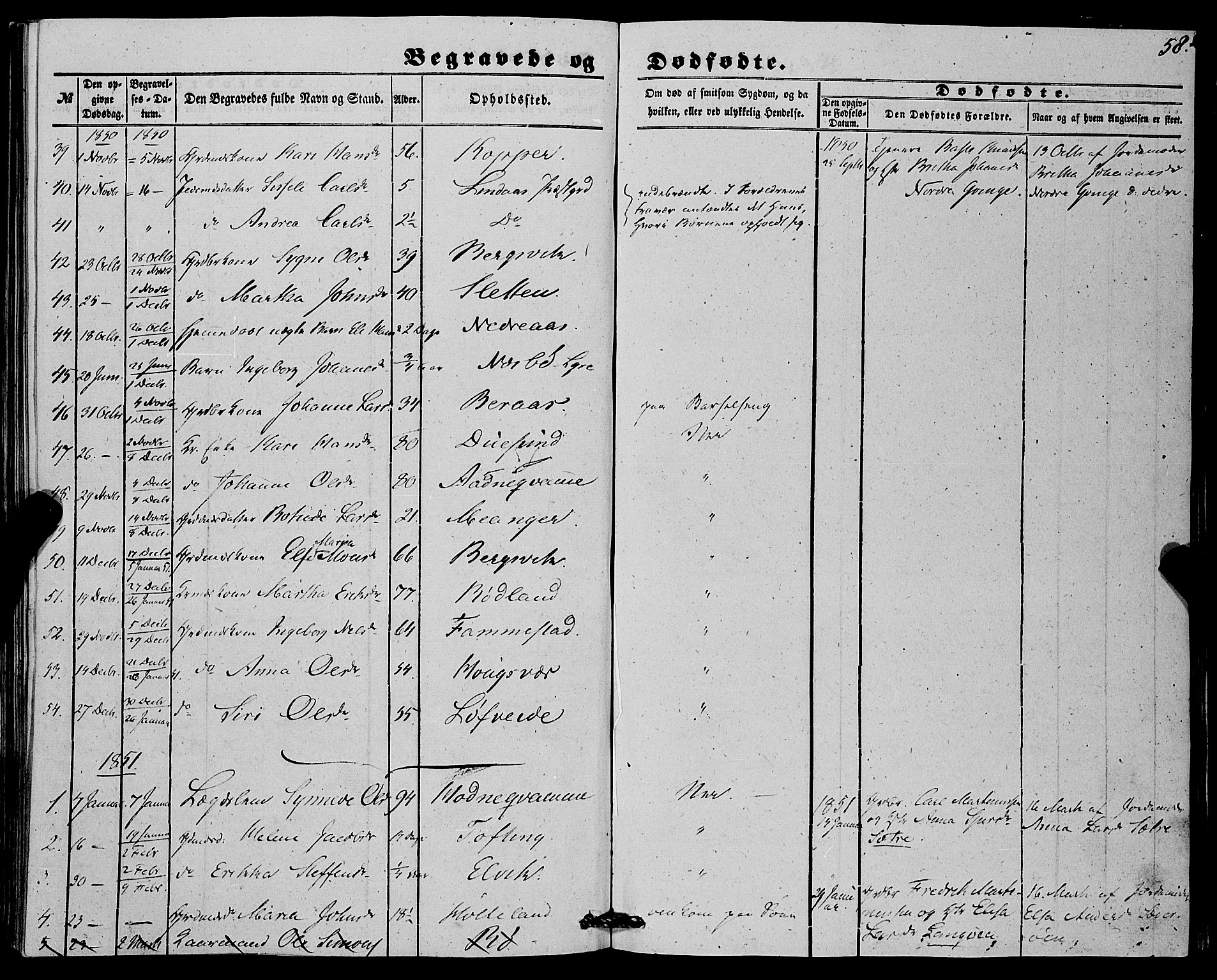 Lindås Sokneprestembete, SAB/A-76701/H/Haa: Parish register (official) no. A 15, 1848-1862, p. 58