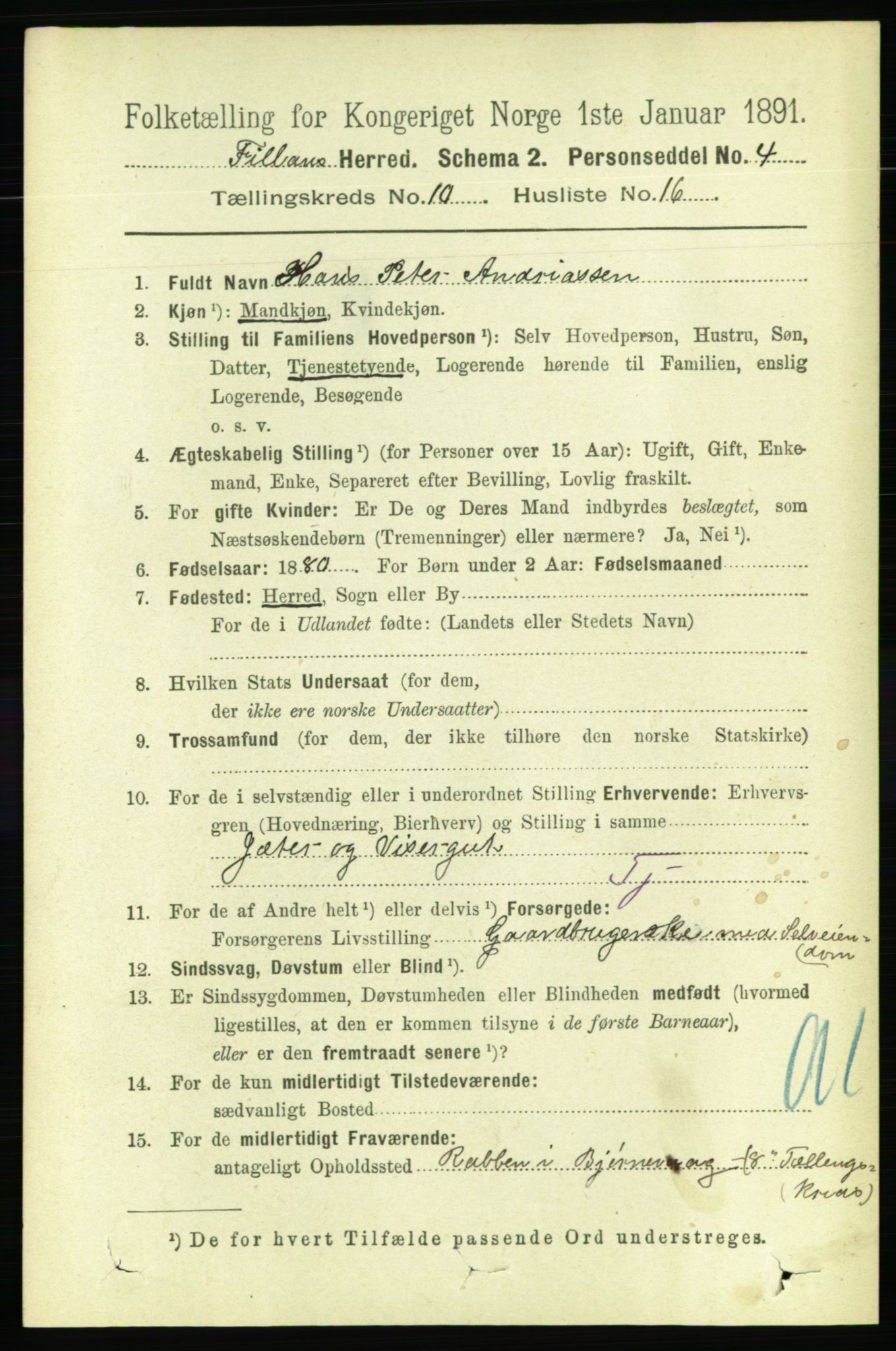 RA, 1891 census for 1616 Fillan, 1891, p. 2754