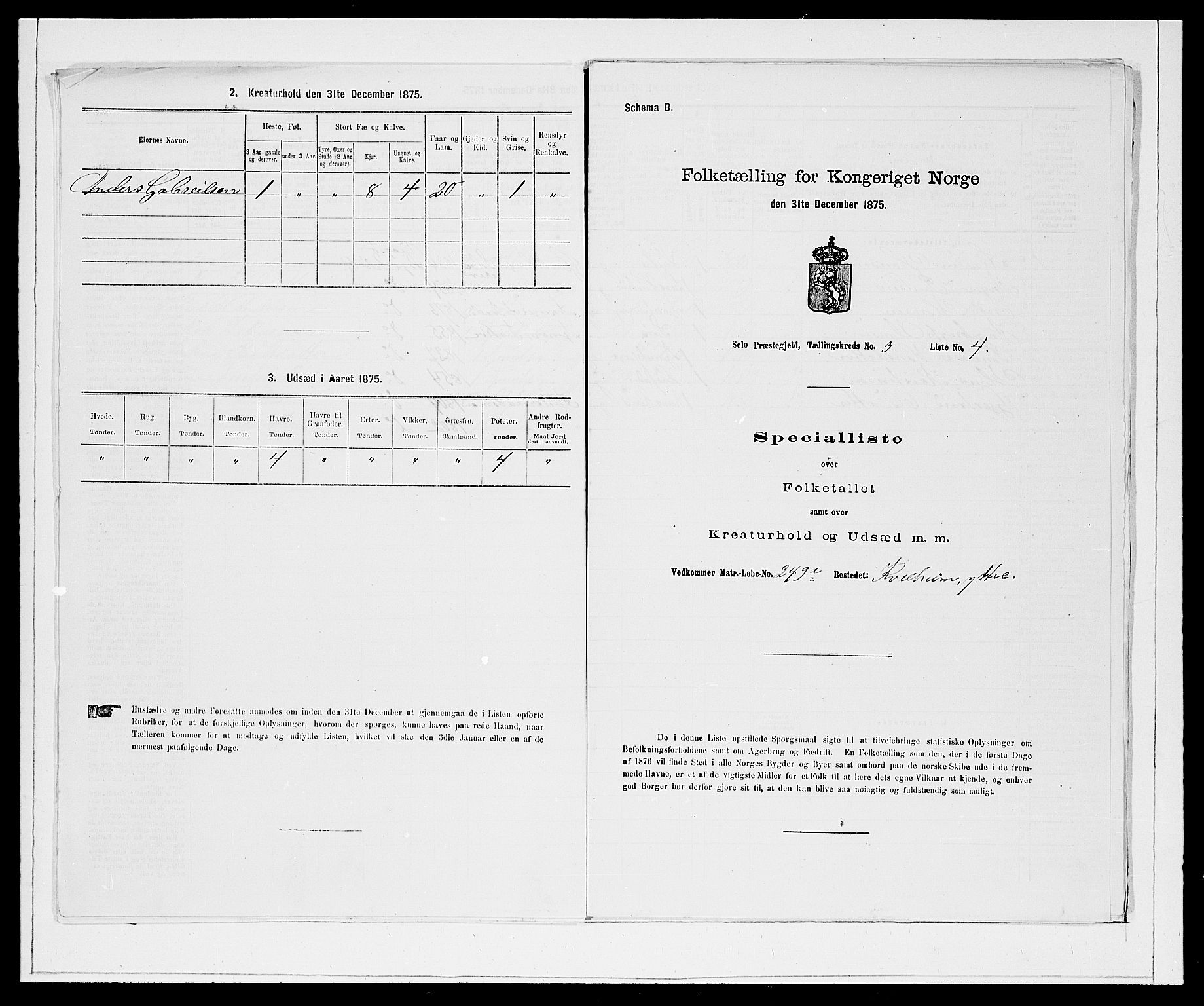 SAB, 1875 Census for 1441P Selje, 1875, p. 382