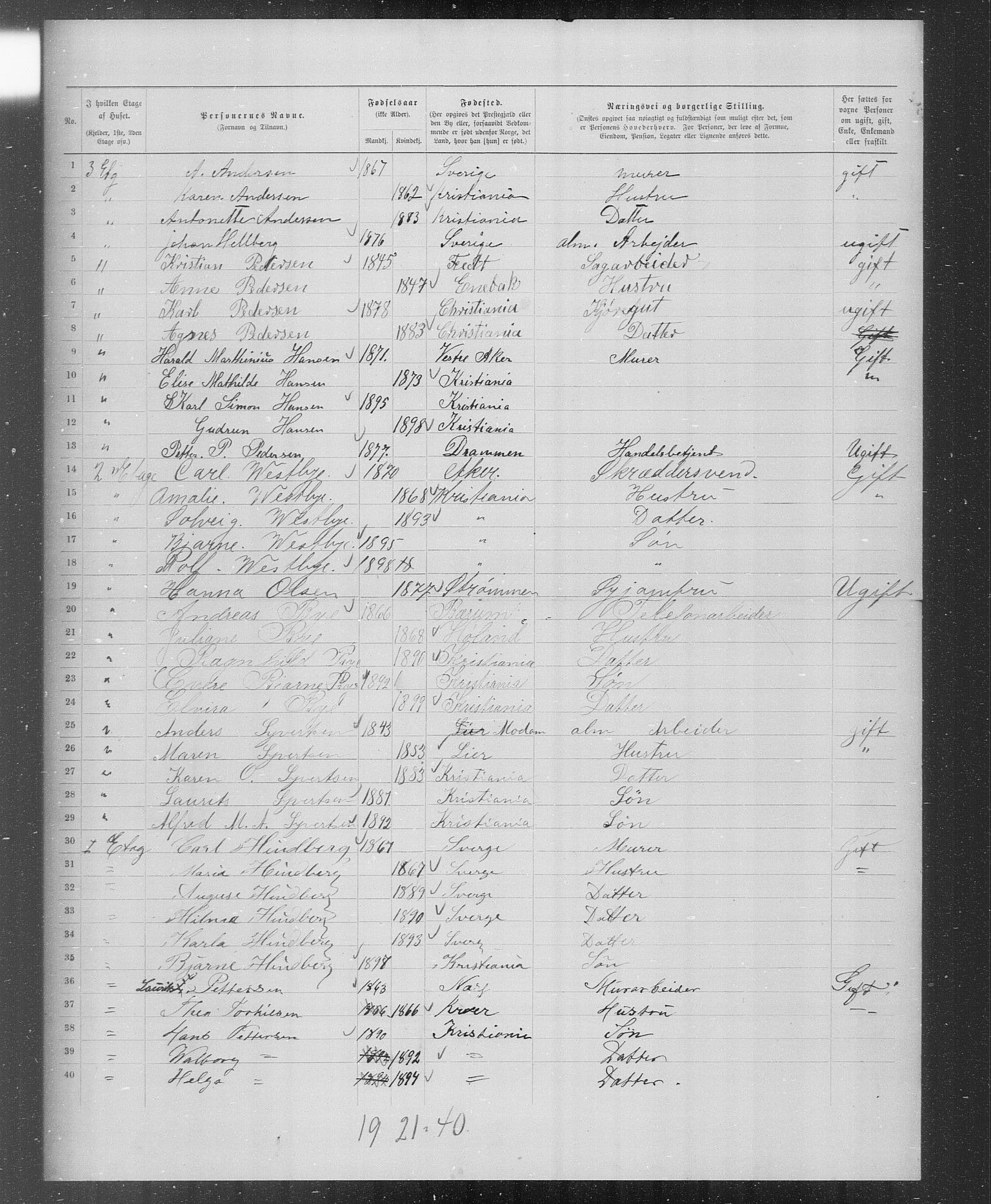 OBA, Municipal Census 1899 for Kristiania, 1899, p. 2353