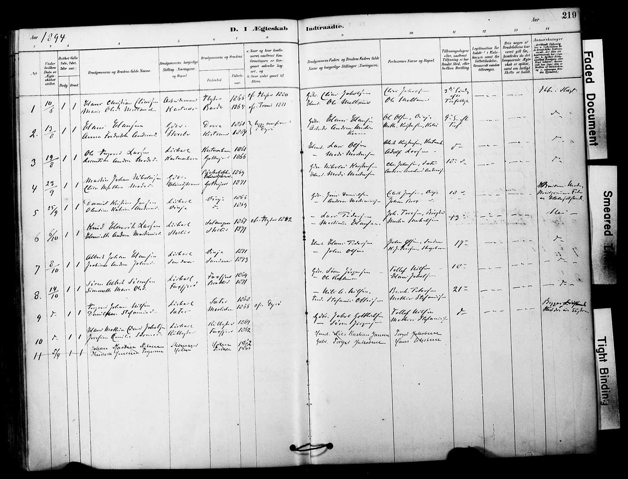 Tranøy sokneprestkontor, SATØ/S-1313/I/Ia/Iaa/L0011kirke: Parish register (official) no. 11, 1878-1904, p. 219