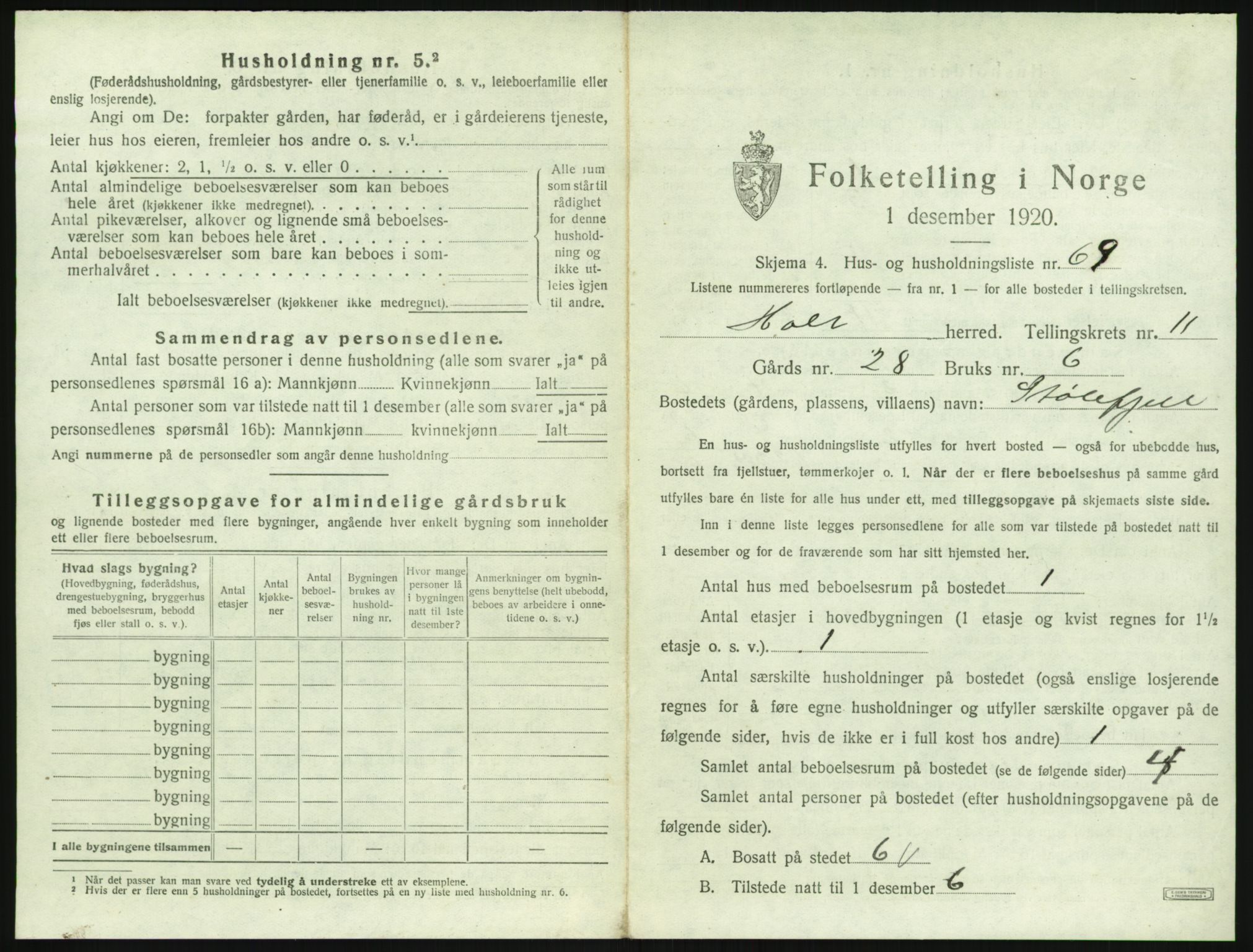 SAK, 1920 census for Holt, 1920, p. 1168