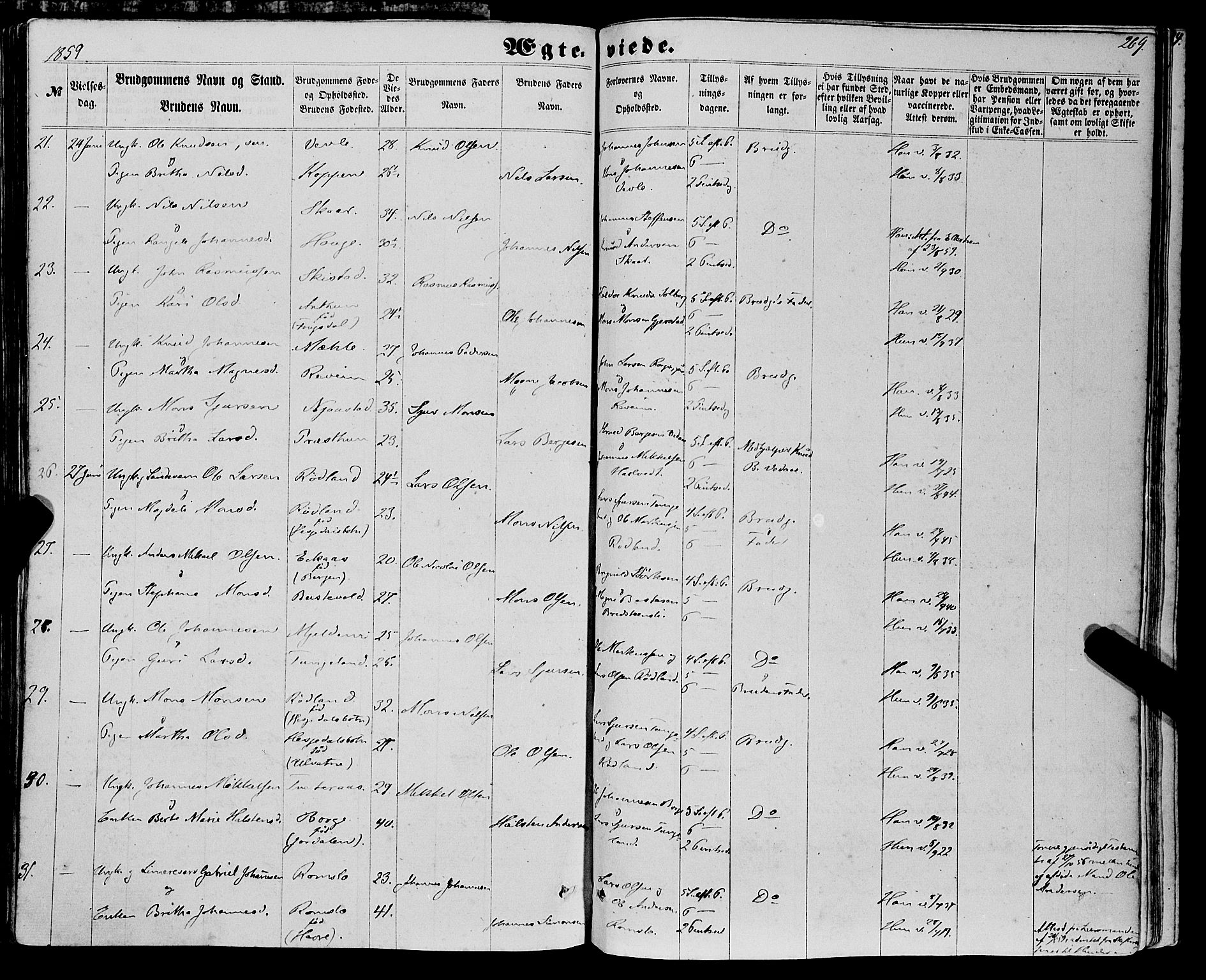 Haus sokneprestembete, AV/SAB-A-75601/H/Haa: Parish register (official) no. A 17, 1858-1870, p. 269