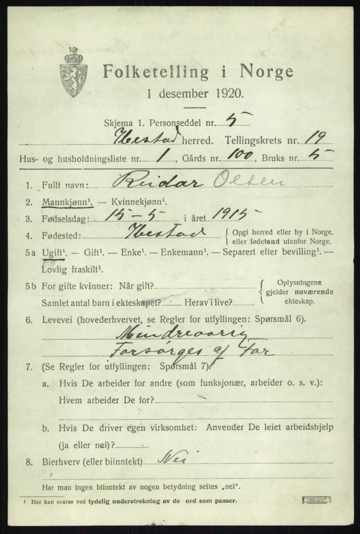 SATØ, 1920 census for Ibestad, 1920, p. 10670