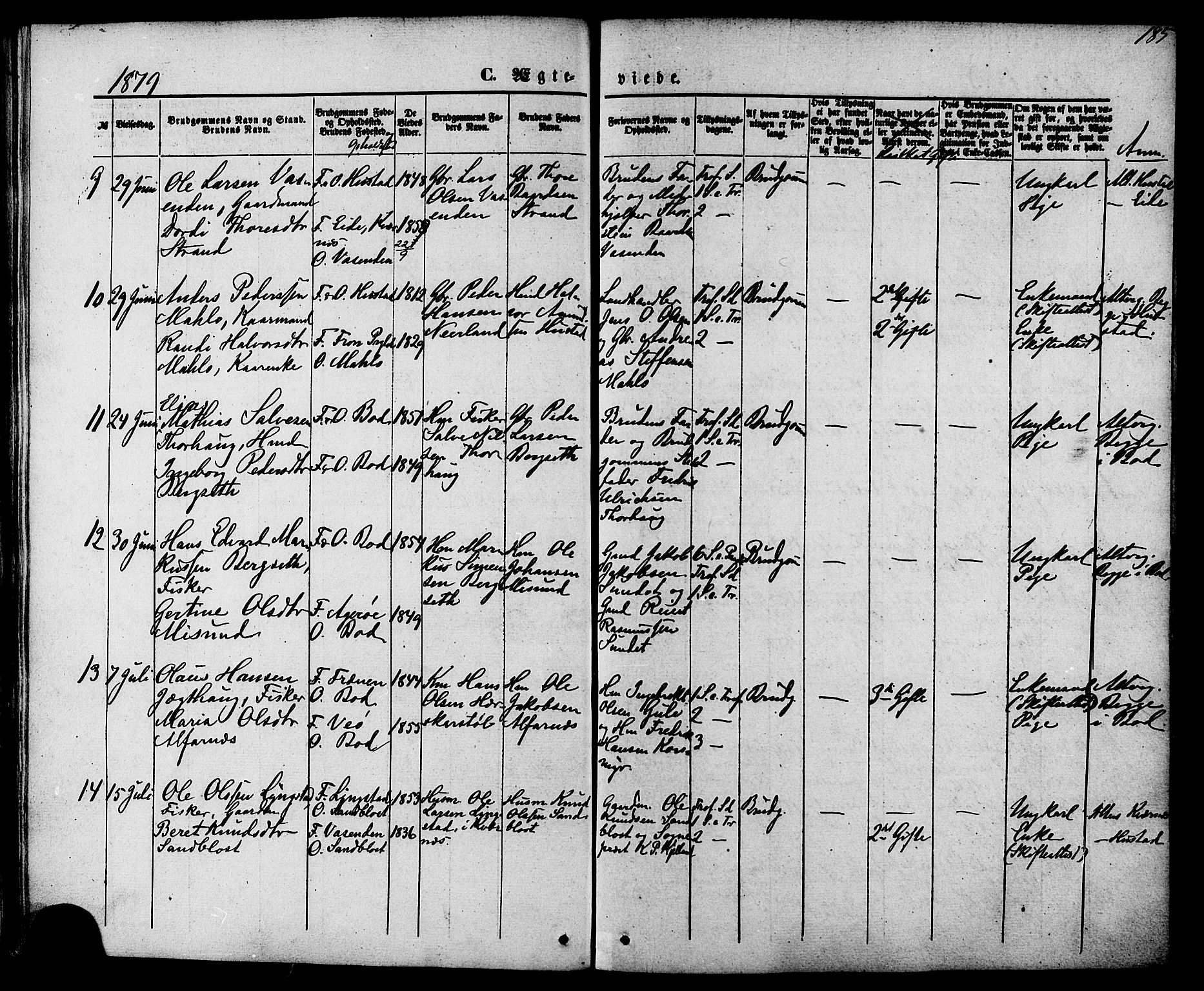 Ministerialprotokoller, klokkerbøker og fødselsregistre - Møre og Romsdal, AV/SAT-A-1454/566/L0768: Parish register (official) no. 566A07, 1869-1881, p. 185