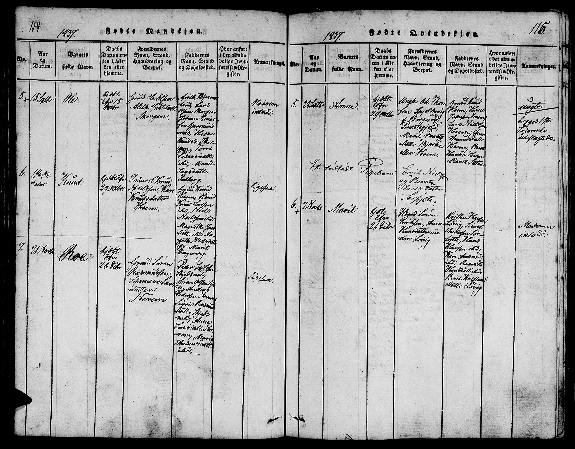 Ministerialprotokoller, klokkerbøker og fødselsregistre - Møre og Romsdal, AV/SAT-A-1454/541/L0544: Parish register (official) no. 541A01, 1818-1847, p. 114-115