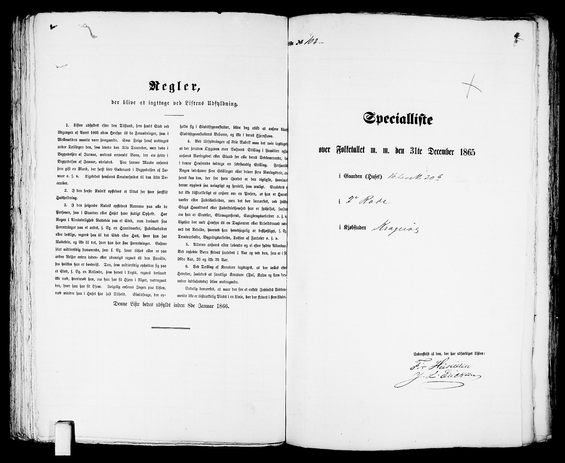 RA, 1865 census for Kragerø/Kragerø, 1865, p. 213