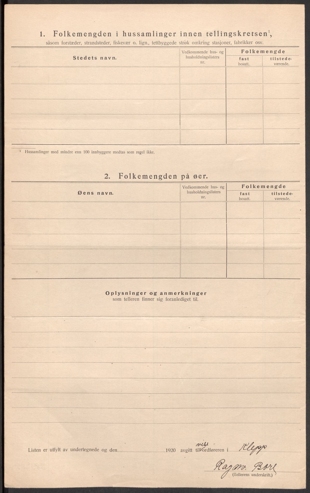 SAST, 1920 census for Klepp, 1920, p. 30