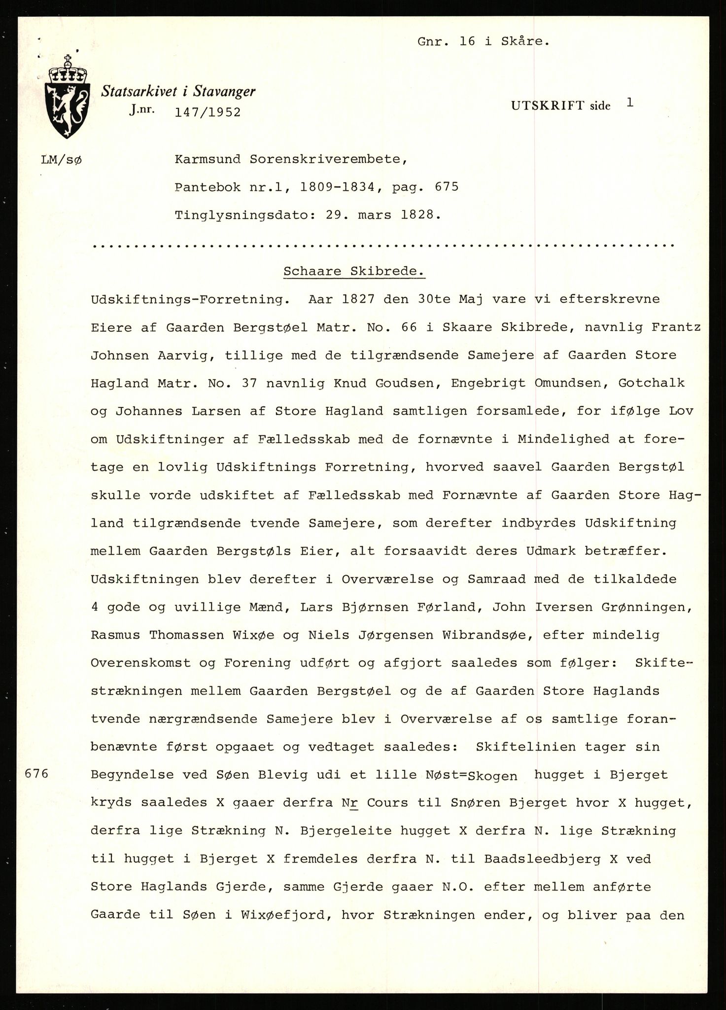 Statsarkivet i Stavanger, AV/SAST-A-101971/03/Y/Yj/L0007: Avskrifter sortert etter gårdsnavn: Berekvam - Birkeland, 1750-1930, p. 305